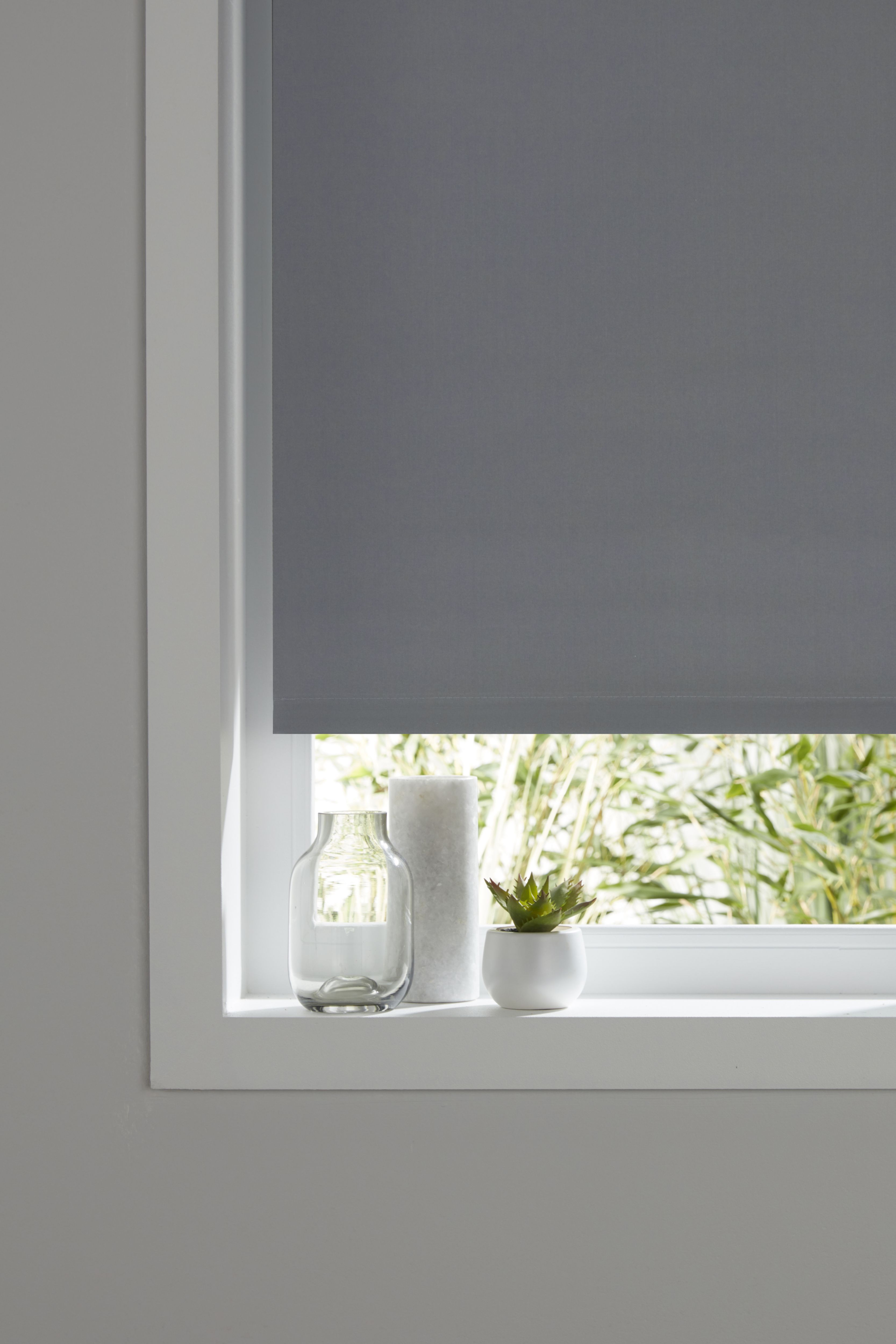 Boreas Corded Grey Plain Blackout Roller Blind (W)120cm (L)180cm