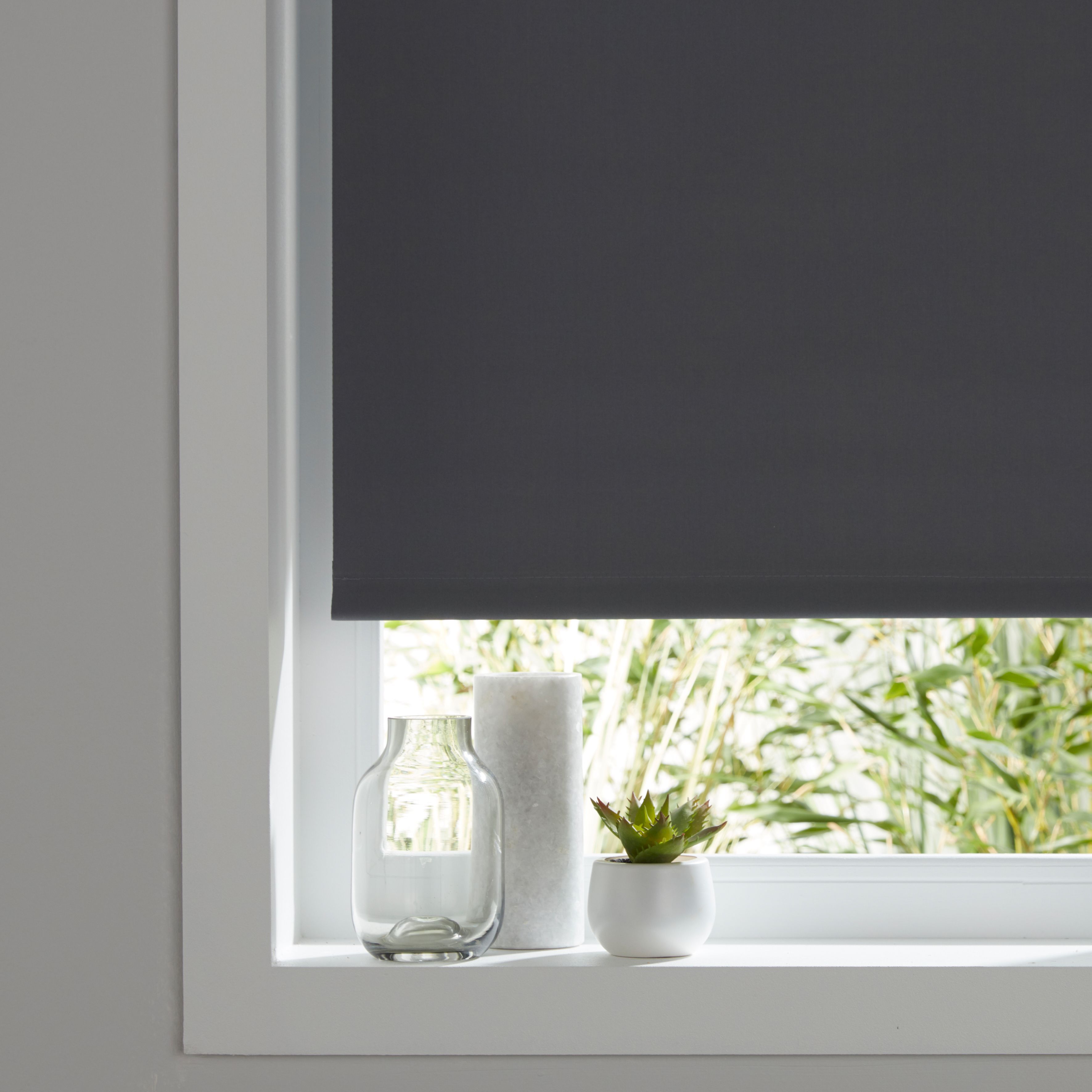 Boreas Corded Grey Plain Blackout Roller Blind (W)160cm (L)180cm