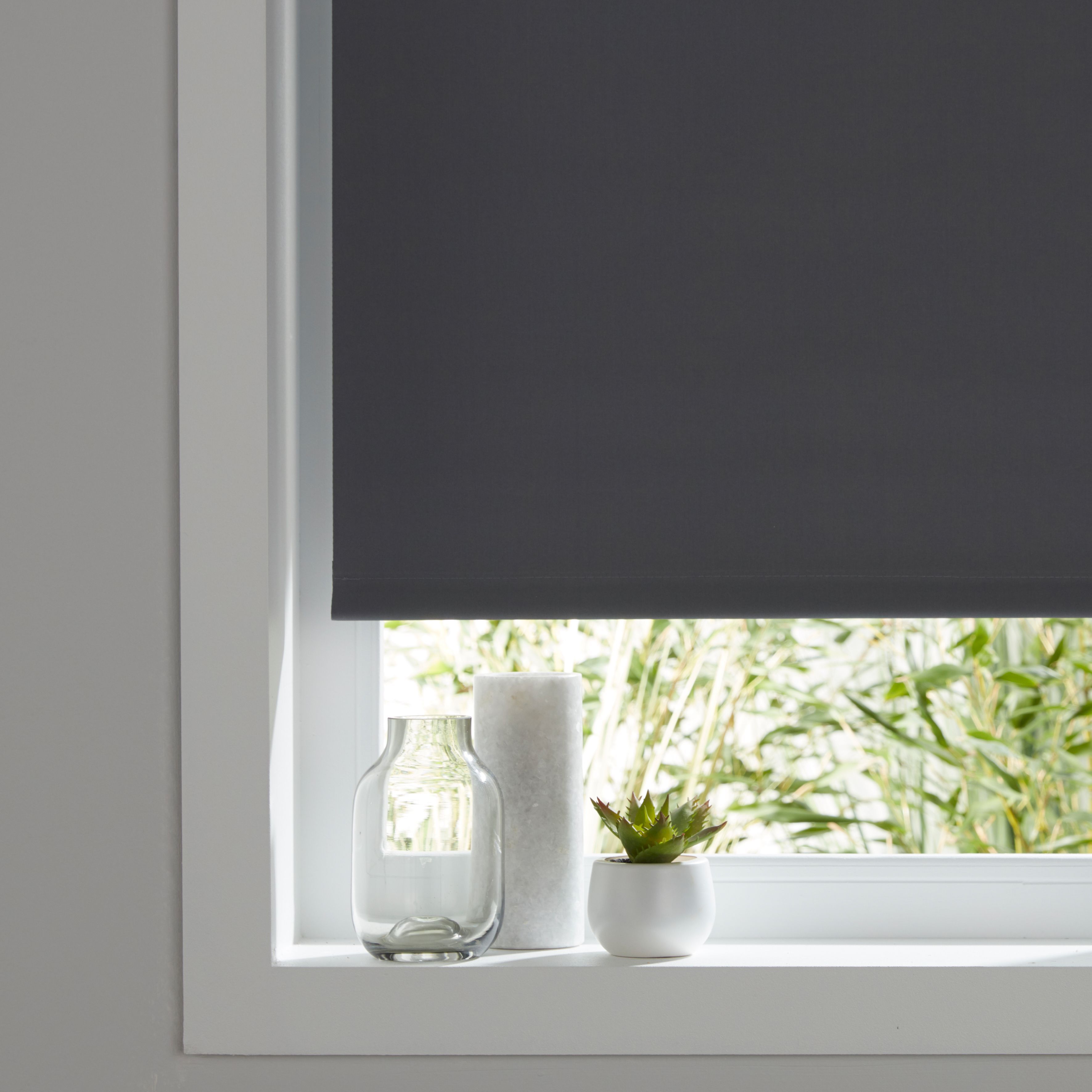 Boreas Corded Grey Plain Blackout Roller Blind (W)60cm (L)180cm DIY