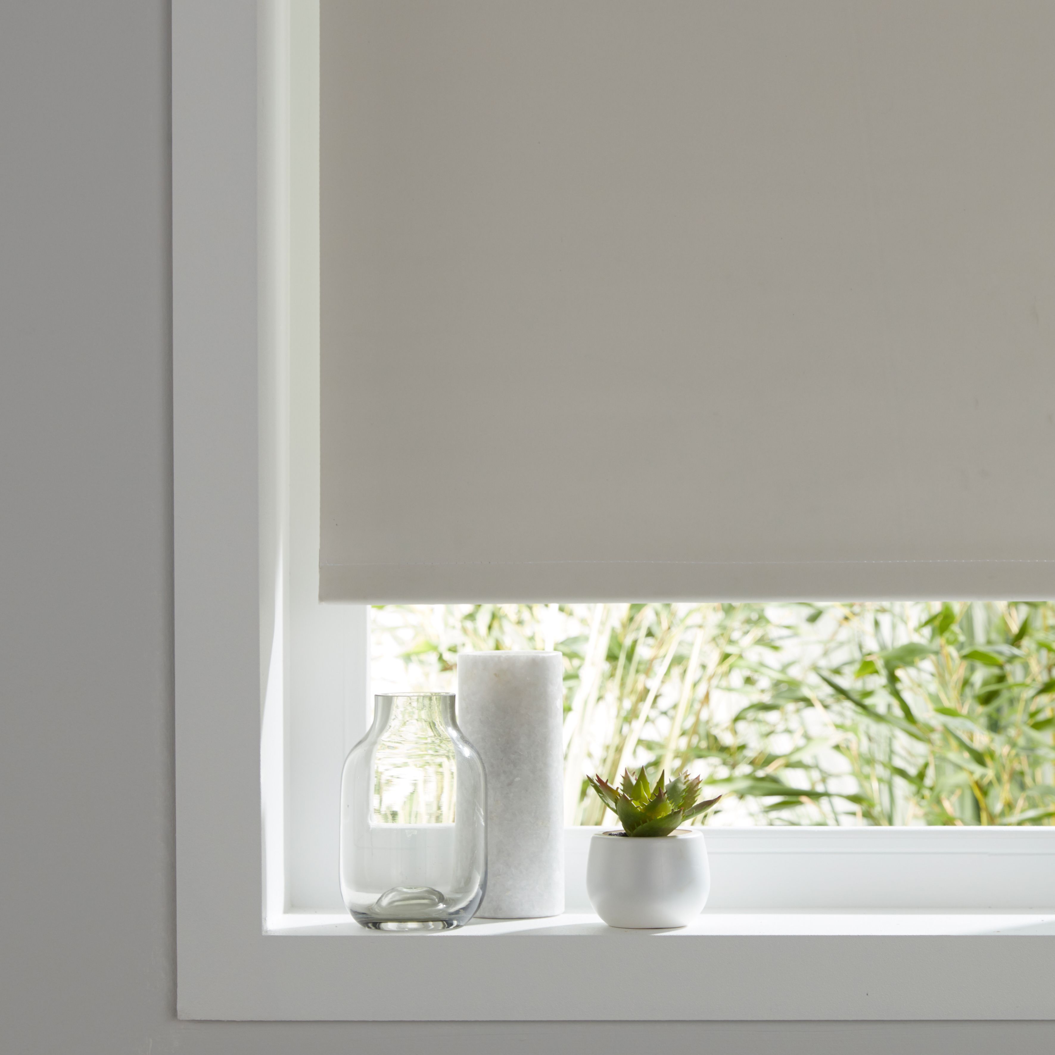 Boreas Corded Ivory Plain Blackout Roller Blind (W)180cm (L)180cm