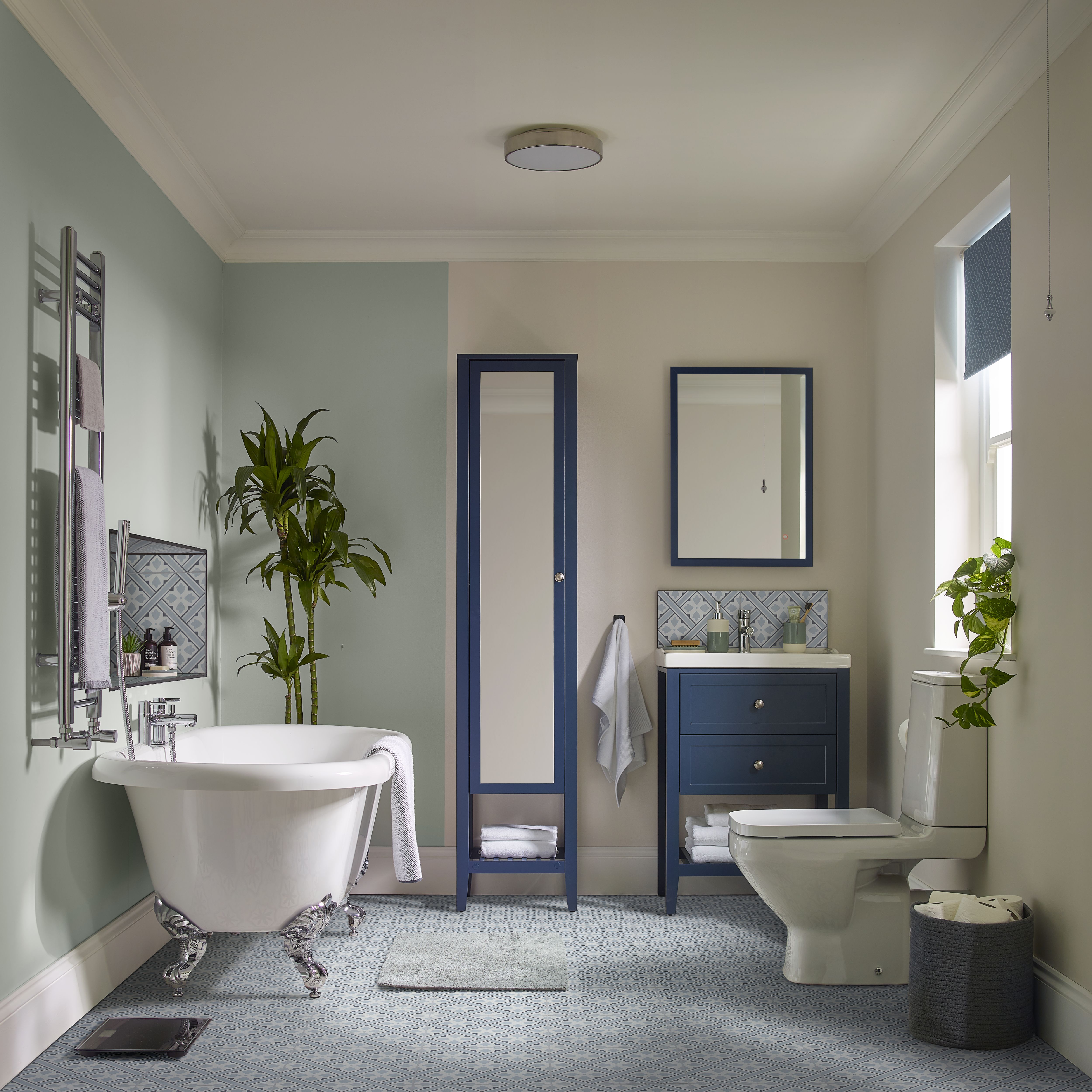 Boreas Corded Light blue Diamond Blackout Roller Blind (W)90cm (L)180cm - 24