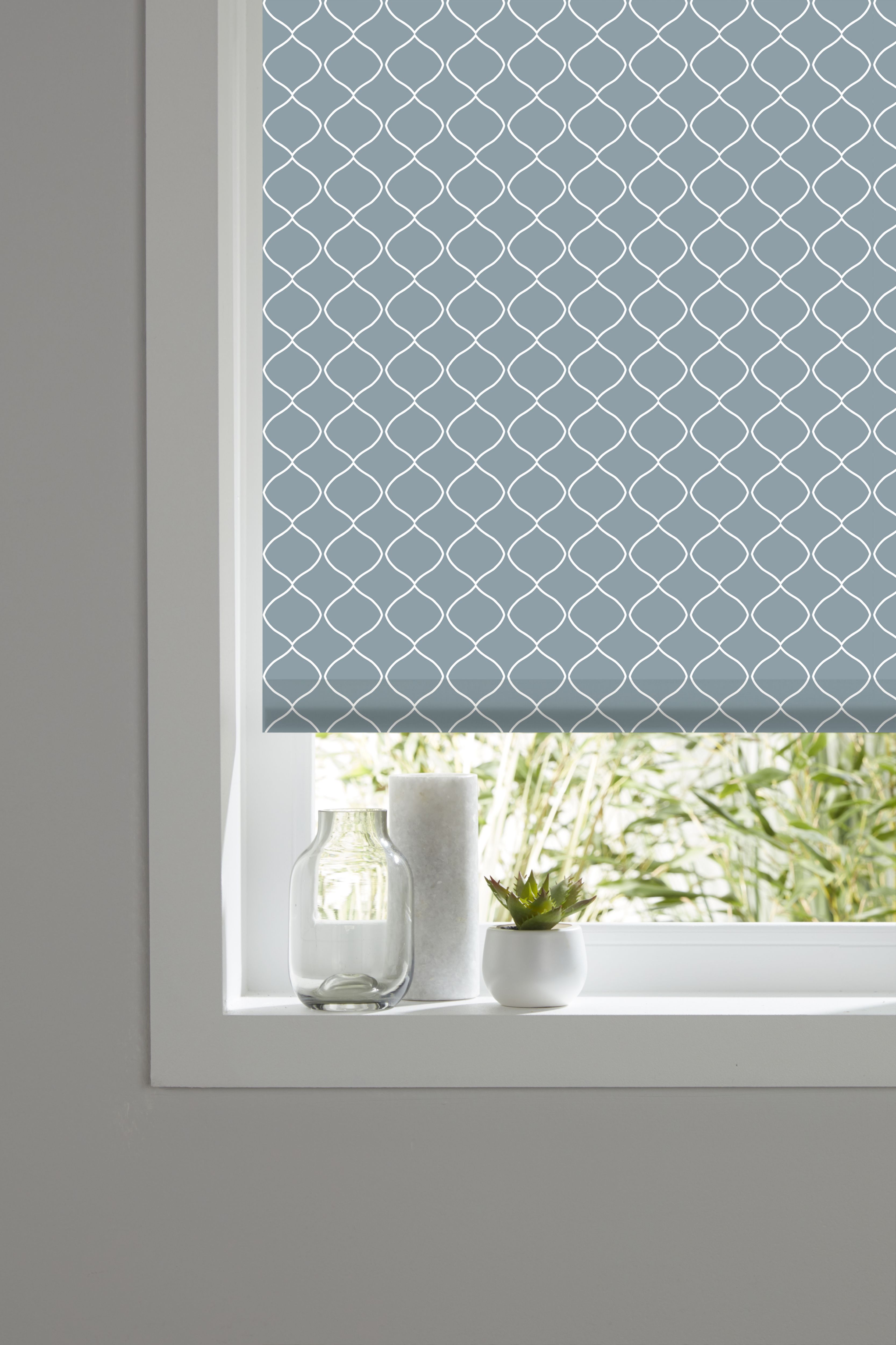 Boreas Corded Light blue Diamond Blackout Roller Blind (W)90cm (L)180cm