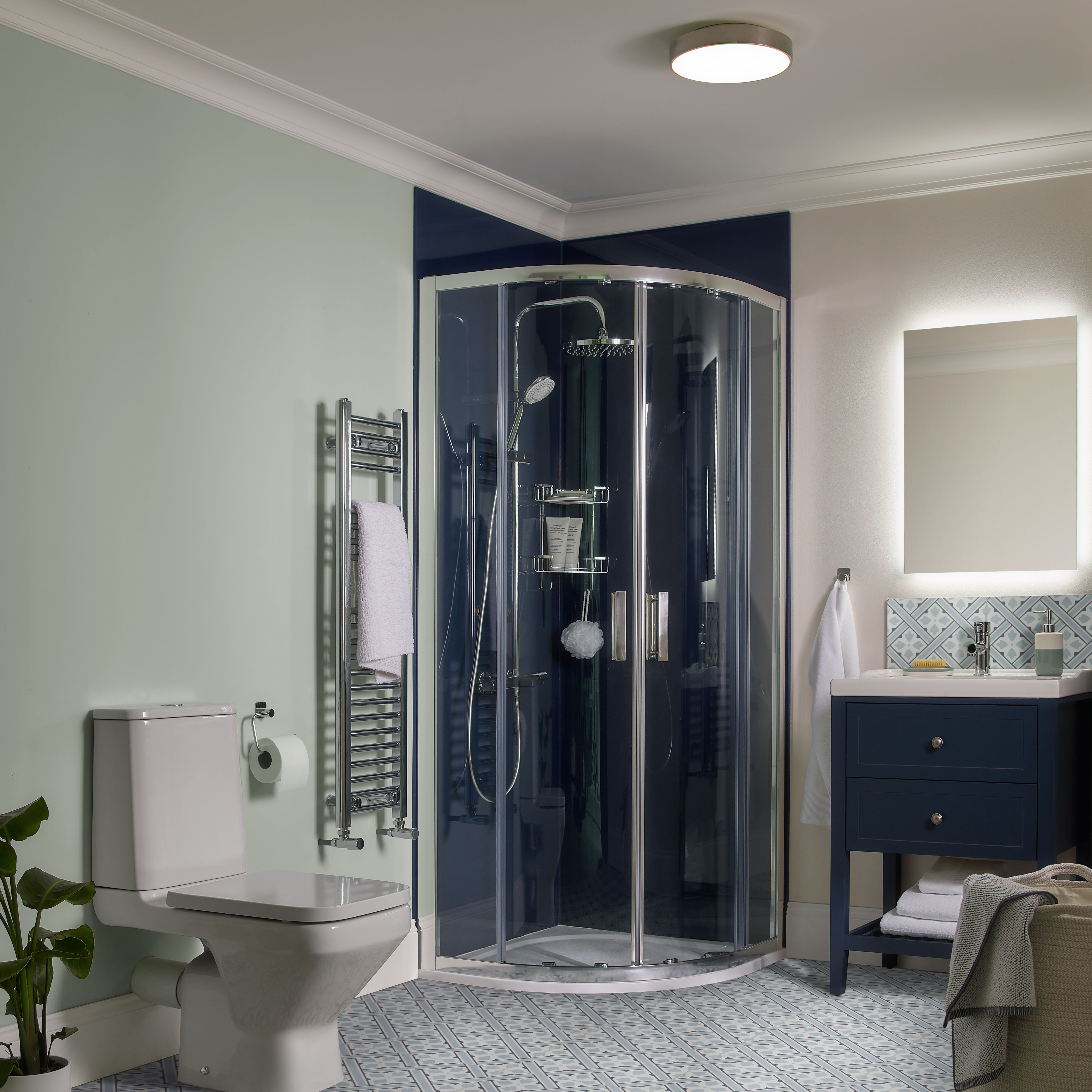 Boreas Corded Light blue Diamond Blackout Roller Blind (W)90cm (L)180cm - 16