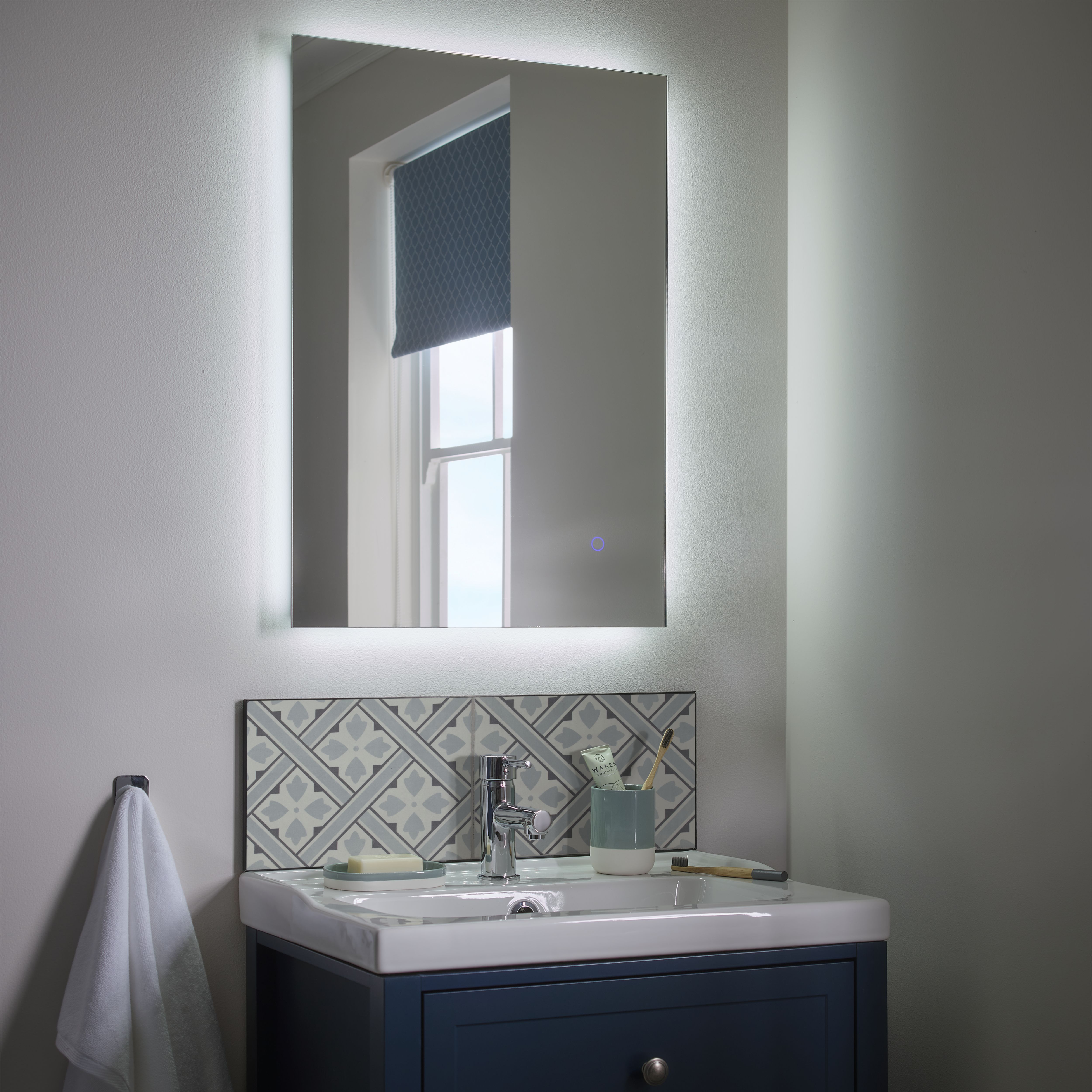 Boreas Corded Light blue Diamond Blackout Roller Blind (W)90cm (L)180cm - 19