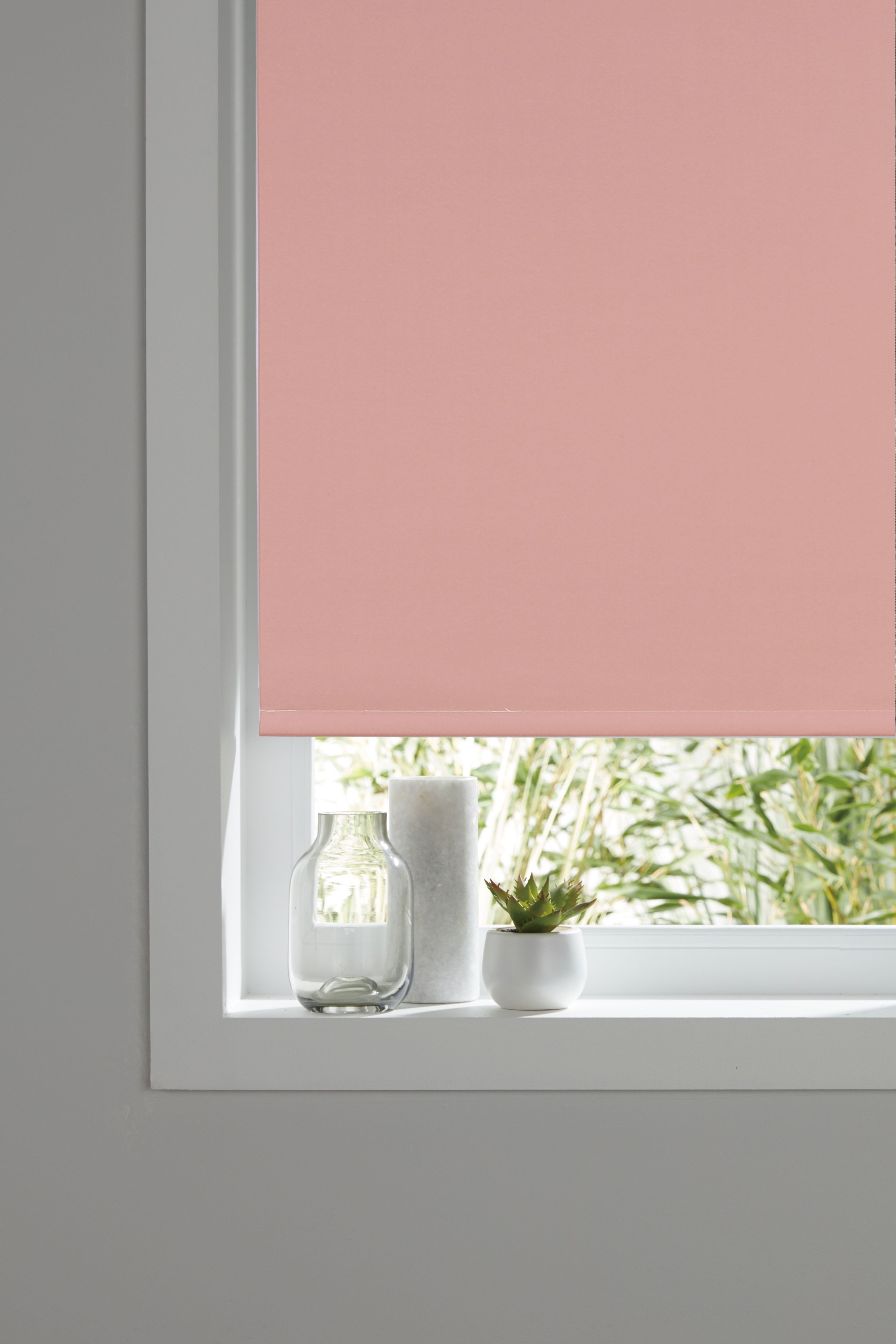 Boreas Corded Pink Plain Blackout Roller Blind (W)90cm (L)180cm