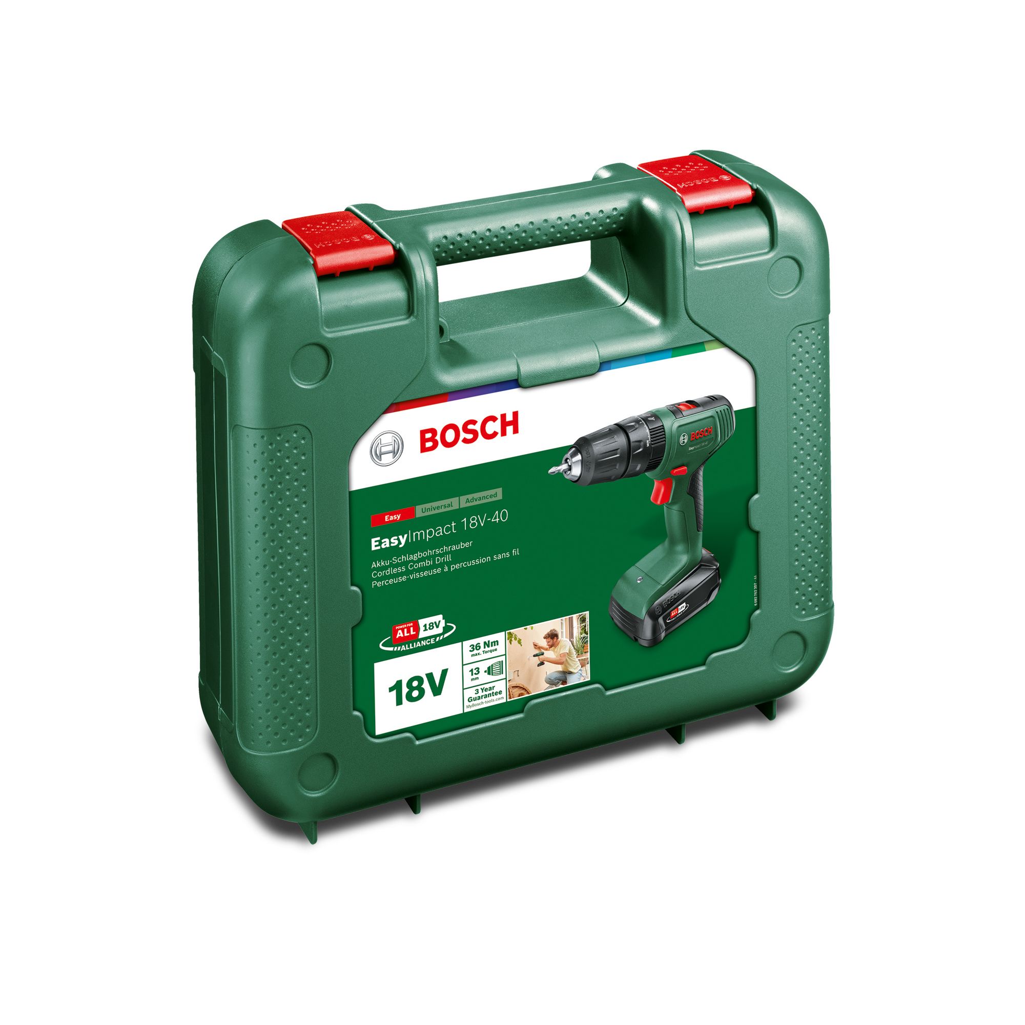 Bosch 18V 1 x 2 Li ion Cordless Combi drill EasyImpact 18V 40