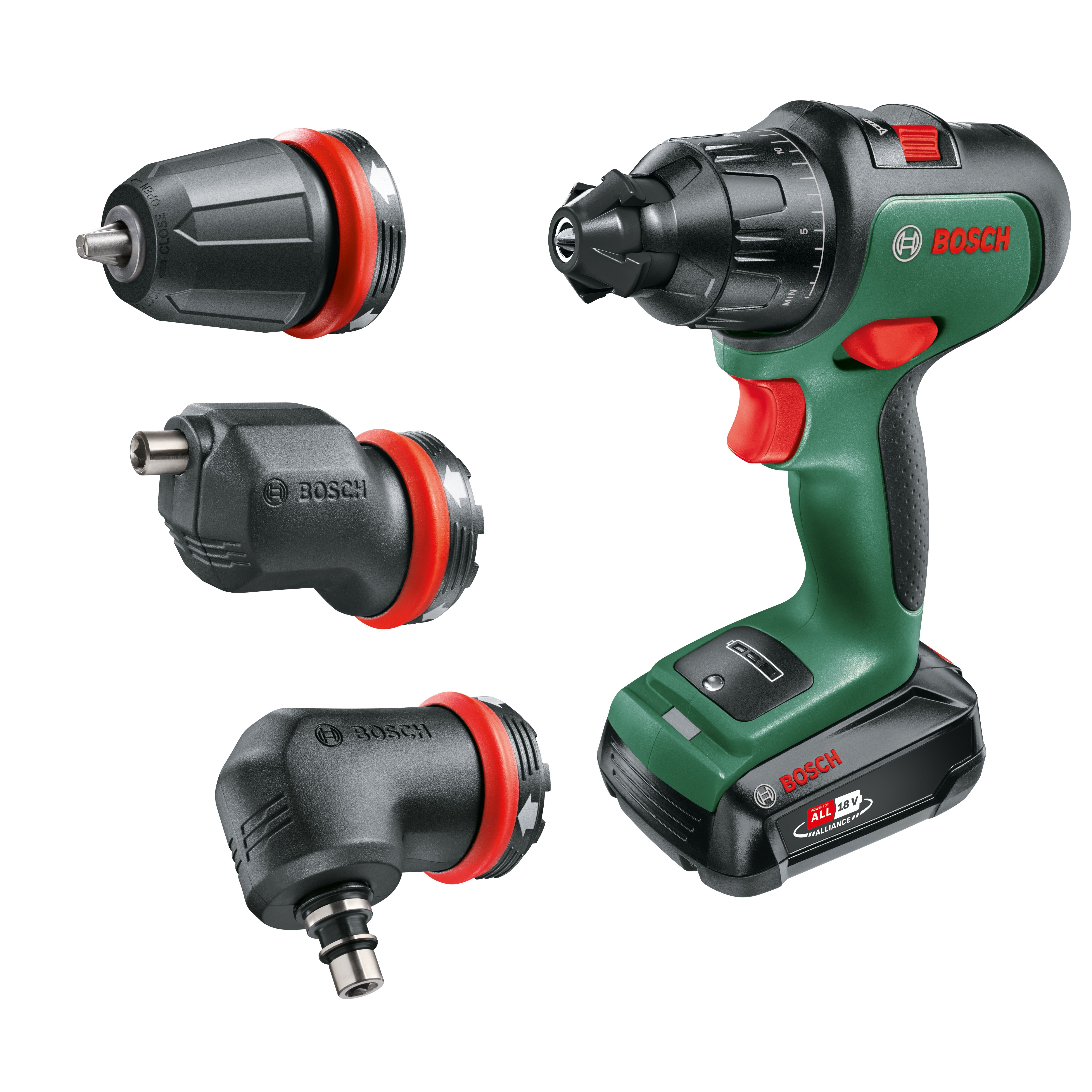 Bosch 18V Li-ion 3 attachment Cordless Combi drill (1 x 2.5Ah) - Advanced Impact 18