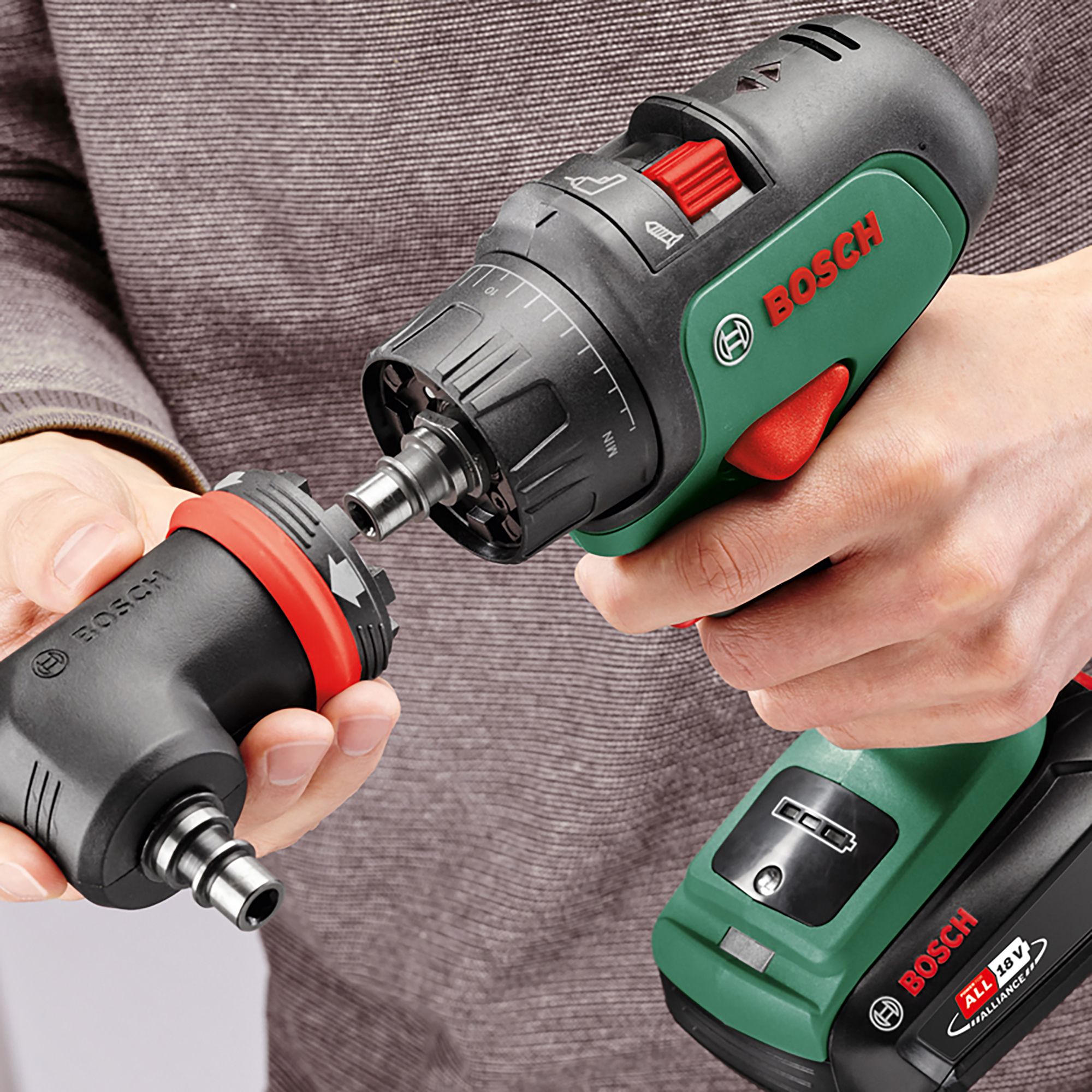 Bosch 18V Li-ion 3 attachment Cordless Combi drill (1 x 2.5Ah) - Advanced Impact 18