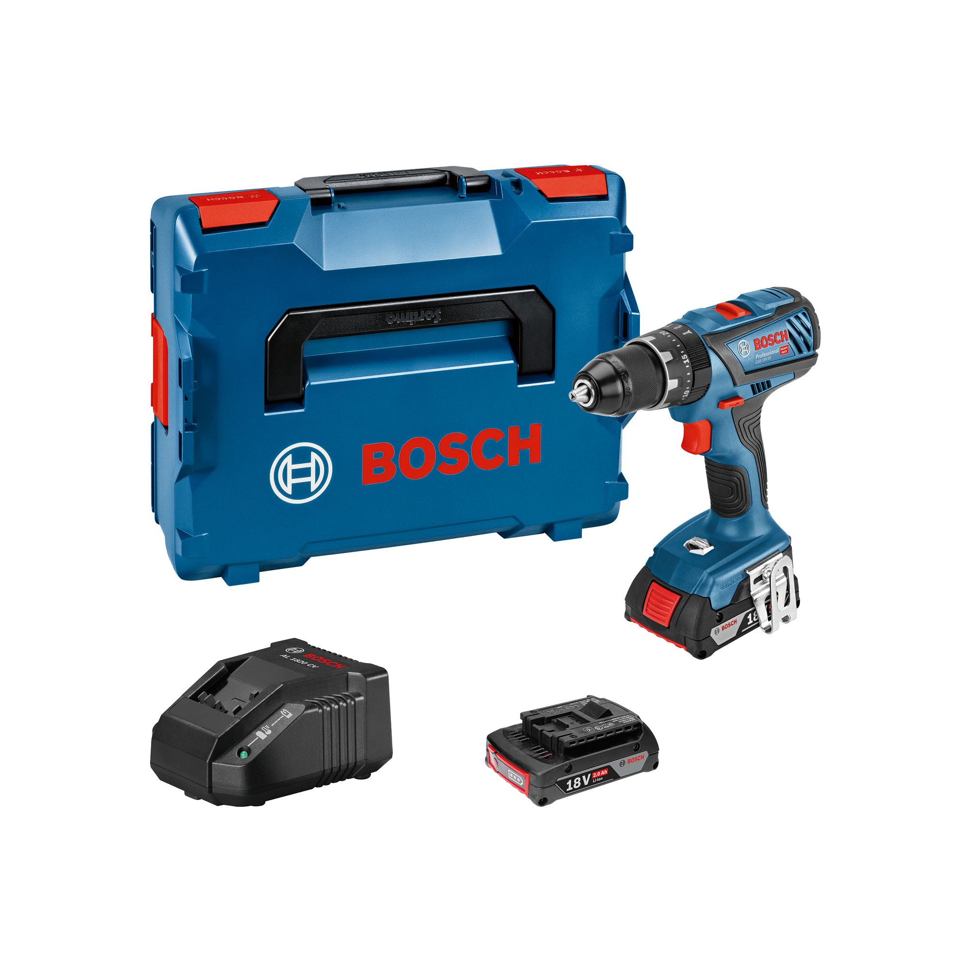 Bosch 18V Li-ion Brushed Cordless Combi drill (2 x 2Ah) - GSB 18V-28 ...