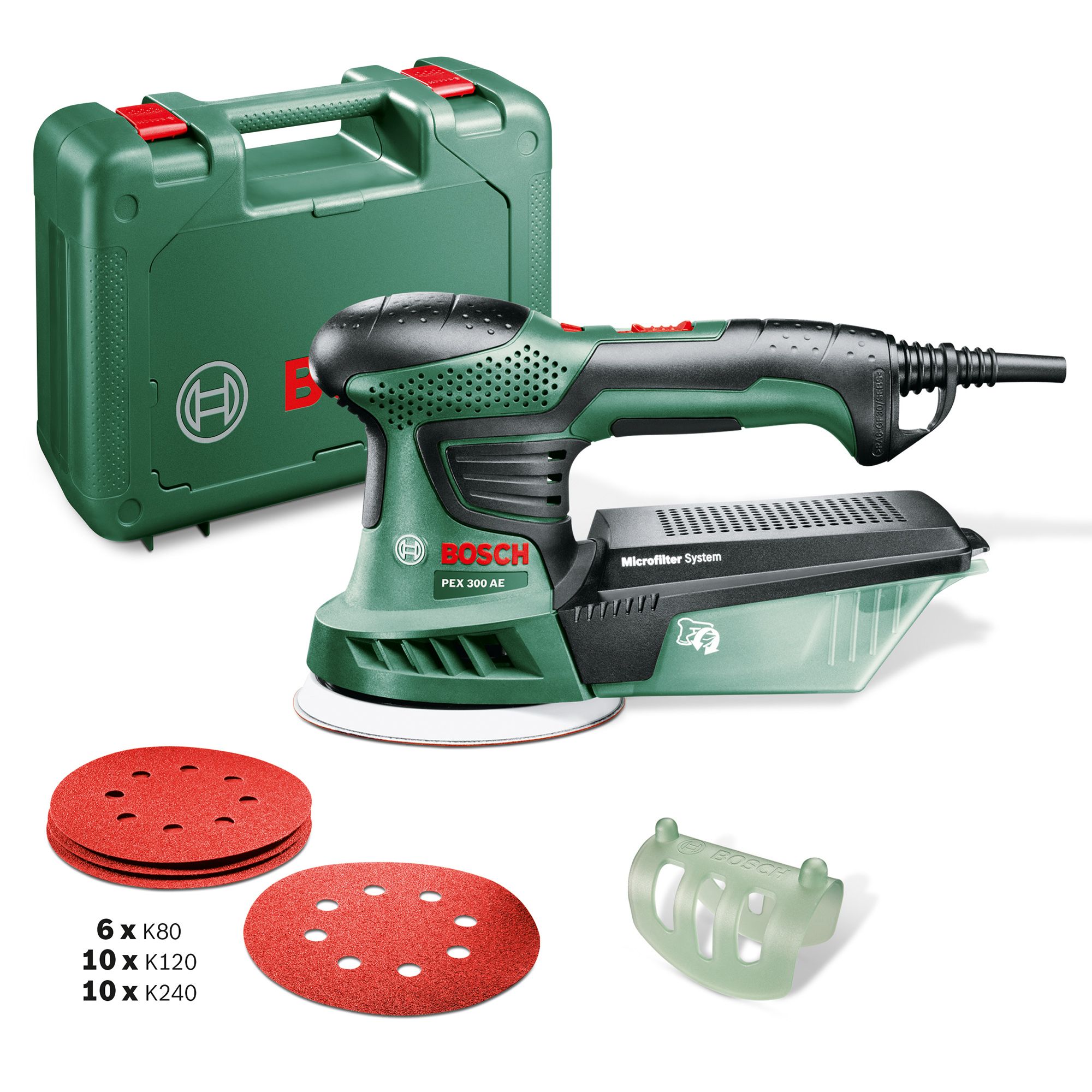 Bosch 270W 230V Corded Random orbit sander PEX 300 AE DIY at B Q