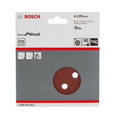 Bosch 80 grit Sanding sheet (Dia)125mm, Pack of 5