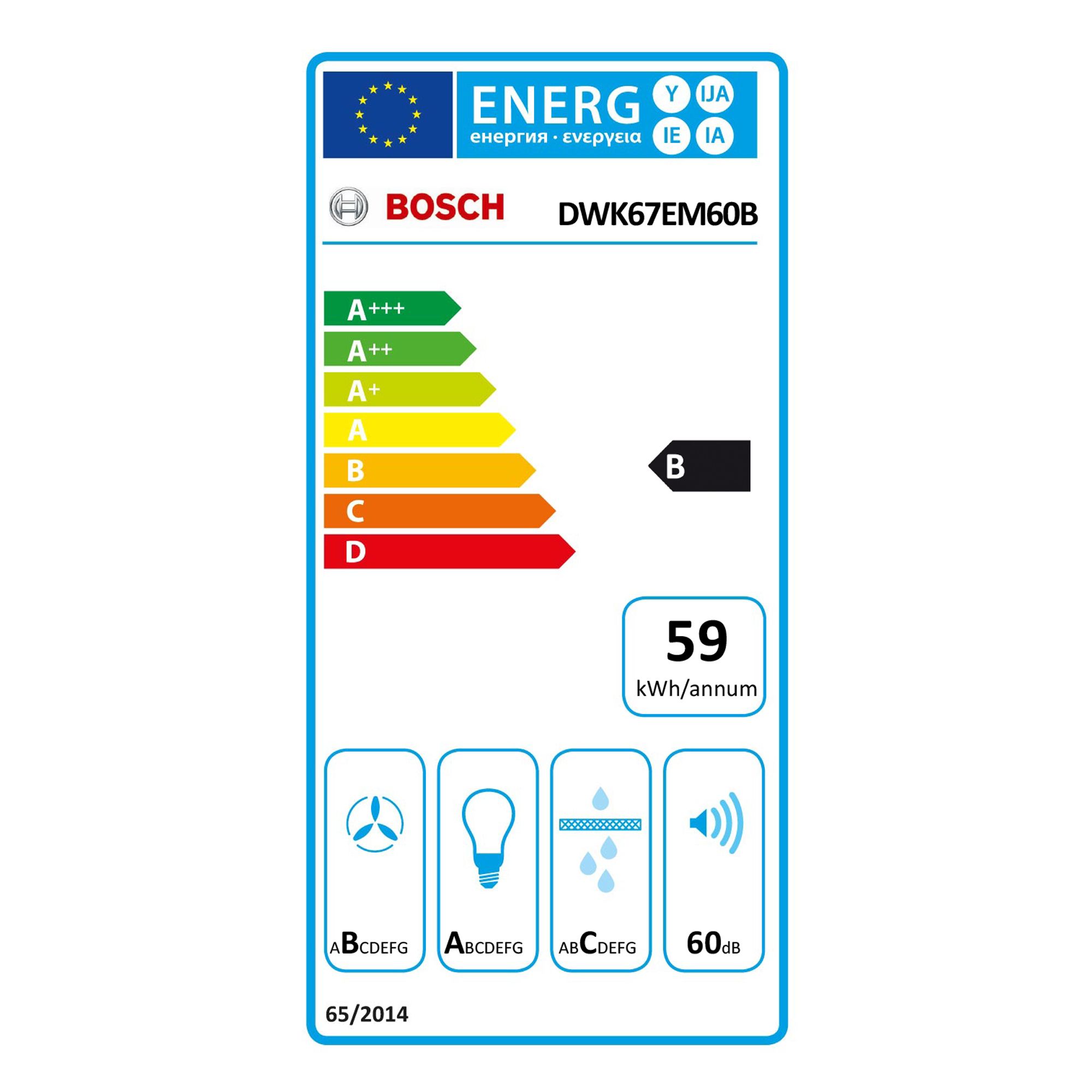 Bosch DWK67EM60B Glass Angled Cooker hood (W)60cm - Black
