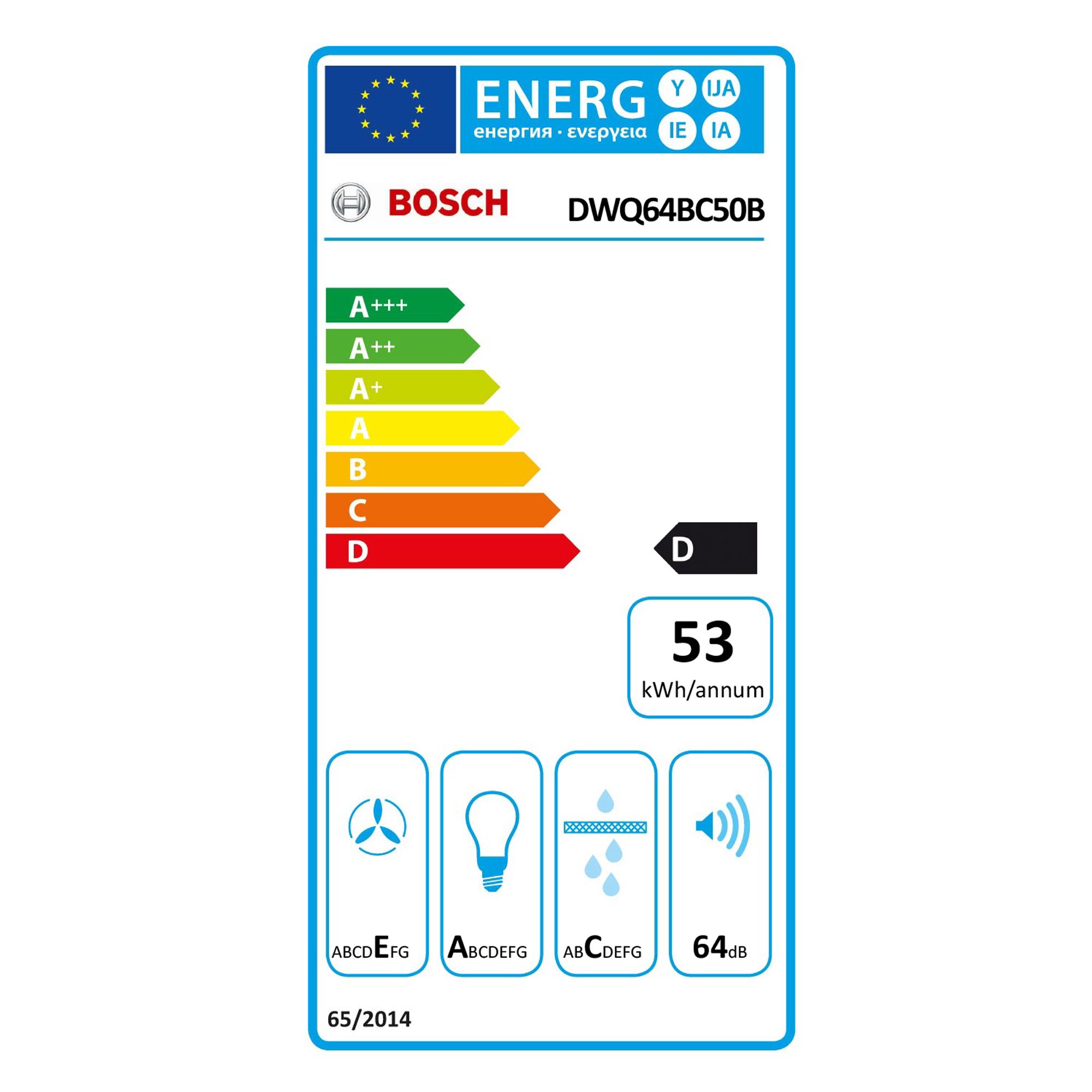 Bosch DWQ64BC50B Stainless steel Slim pyramid Cooker hood, (W)60cm