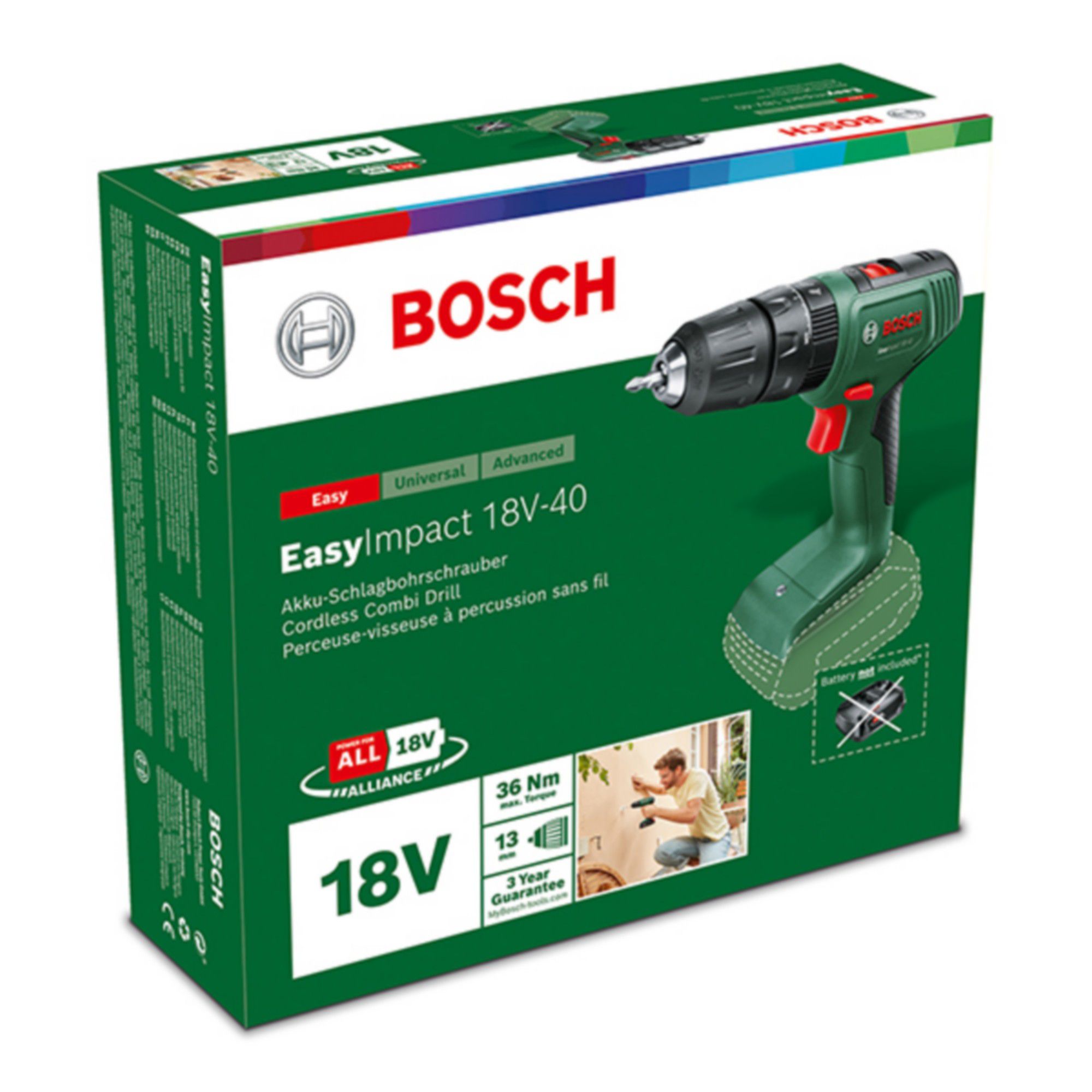 Bosch EasyImpact 18V Li-ion Cordless Combi drill (Bare Tool) - 18V-40