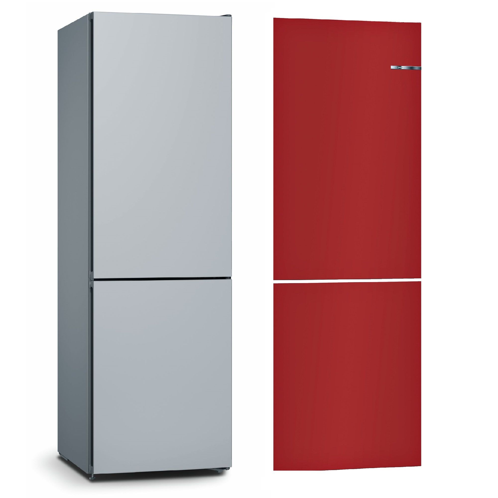 Bosch Grey & Red Freestanding Fridge freezer with coloured panel DIY