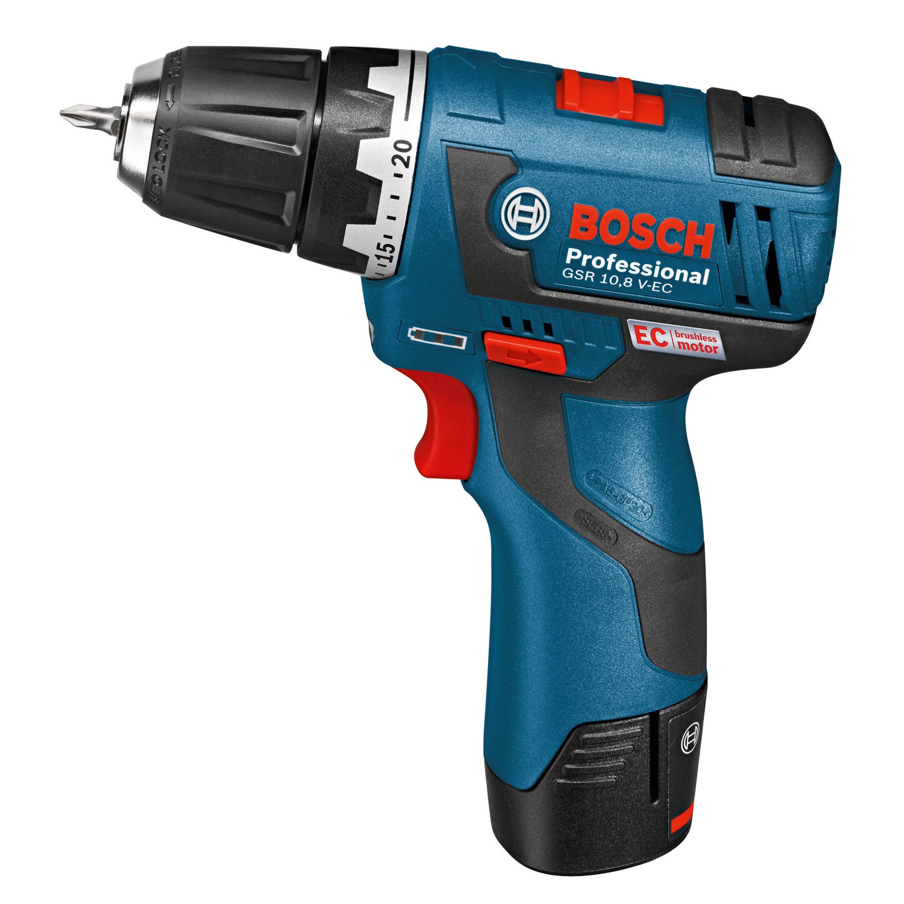 Bosch GSR 10.8V Li ion Cordless Drill driver 2 x 2Ah GSR10.8V EC DIY at B Q