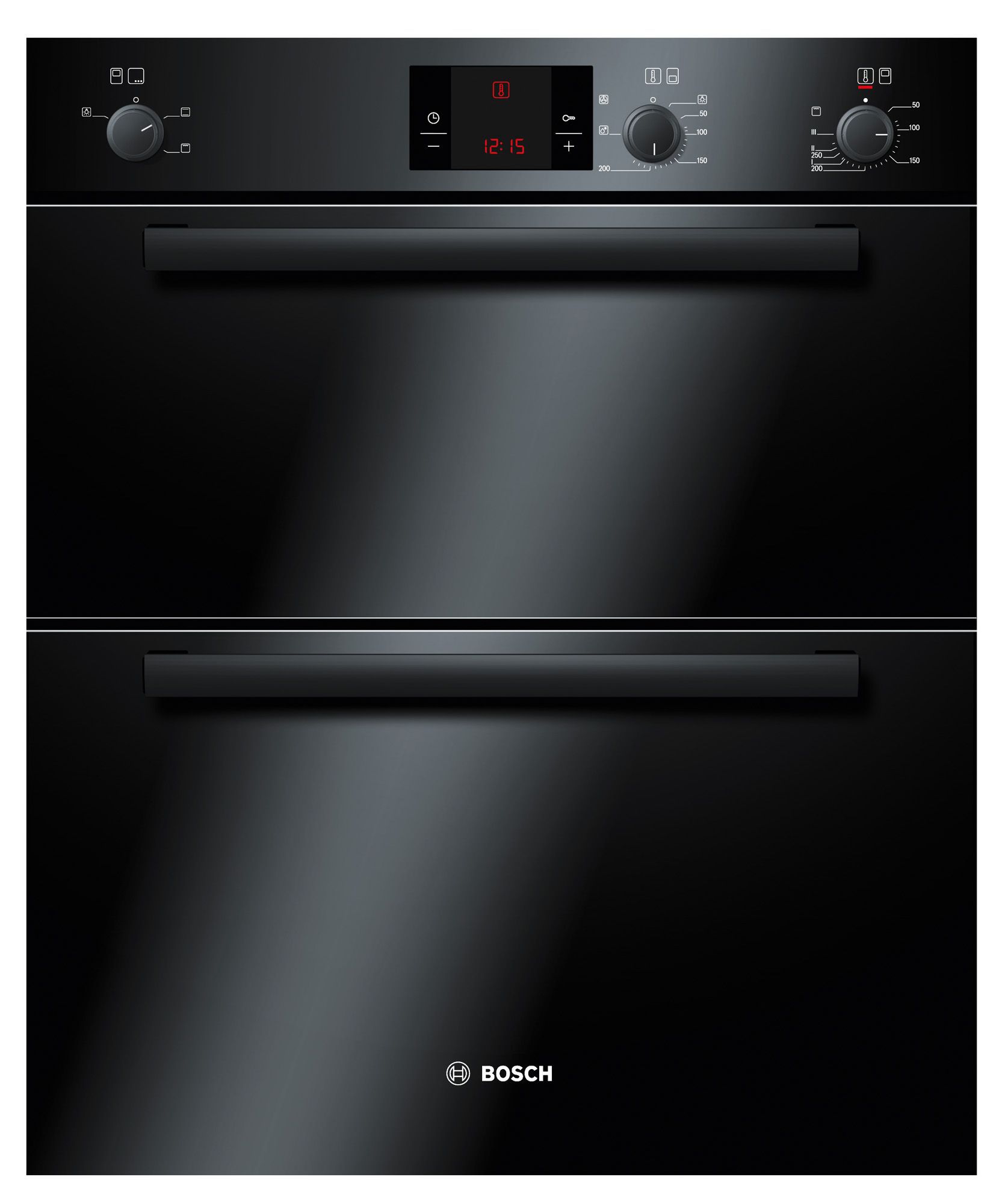 Bosch HBN13B261B Black Integrated Electric Double Double Oven | DIY At B&Q