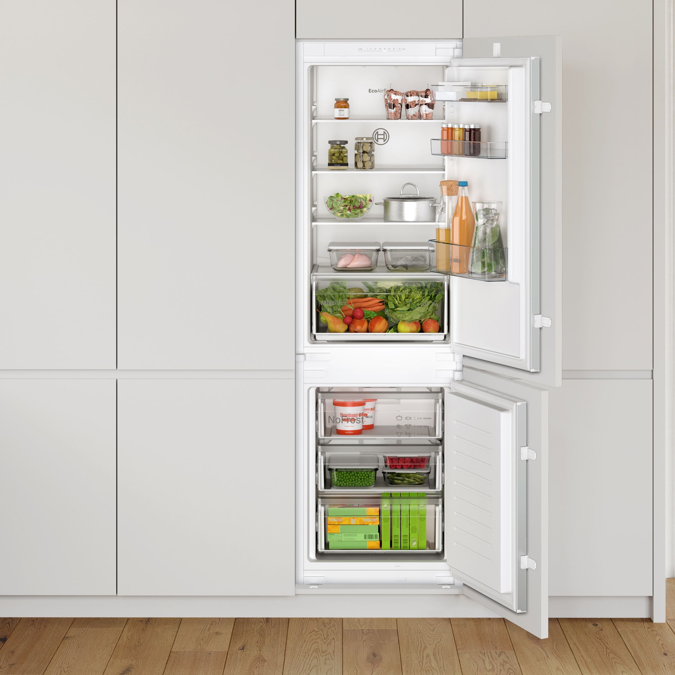 Bosch KIN86NSF0G Serie 2 60 40 Integrated Frost free Fridge freezer White