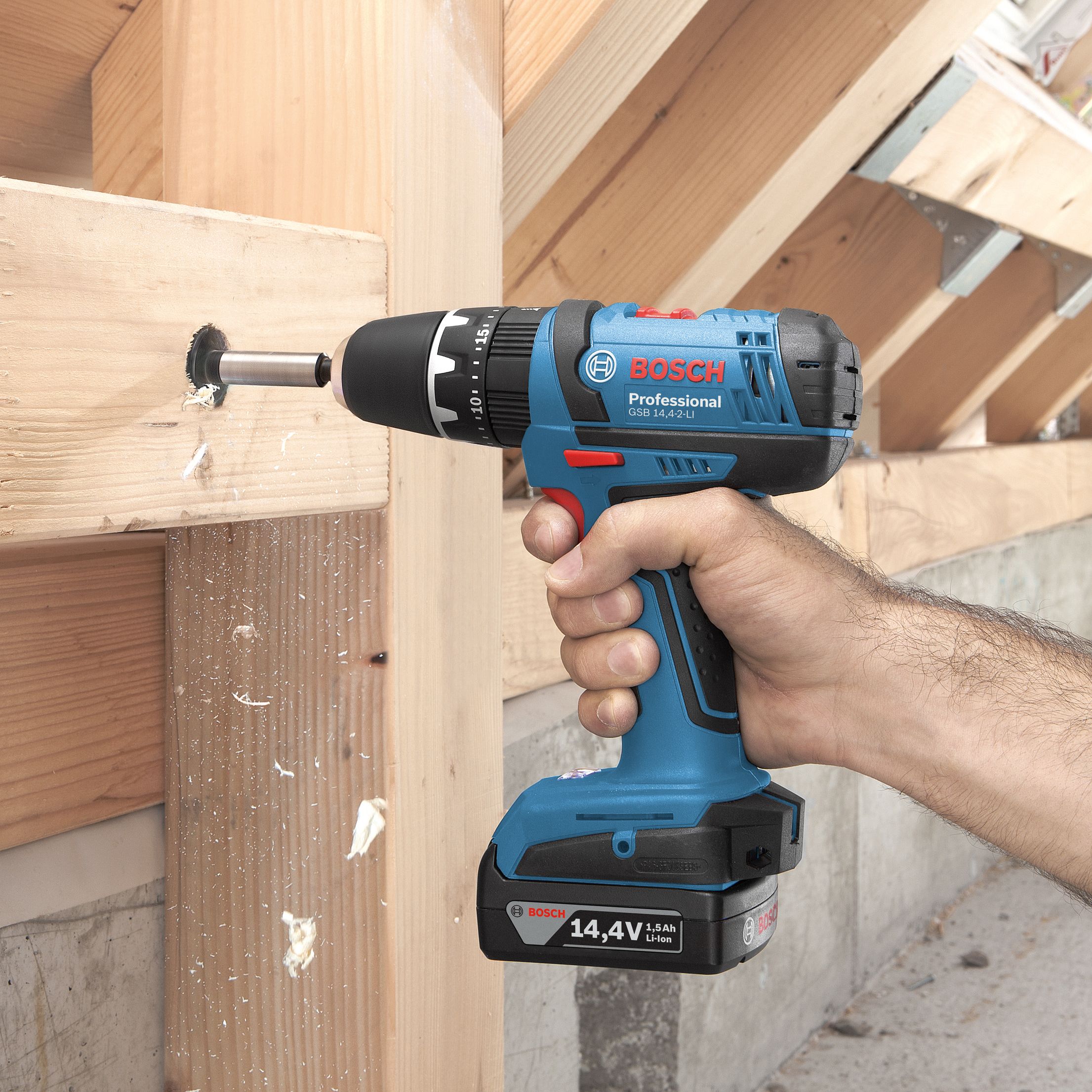 Bosch Light 14.4V Li-ion Brushed Cordless Combi drill (2 x 1.5Ah) - GSB14,4-2LI