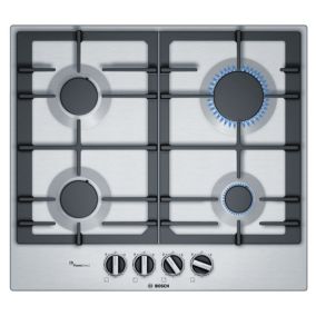 Bosch PCP615B90B 4 Burner Stainless steel Gas Hob (W)582mm