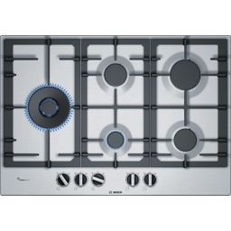 Bosch PCS7A5B90 5 Zone Silver Stainless steel Gas Hob, (W)750mm