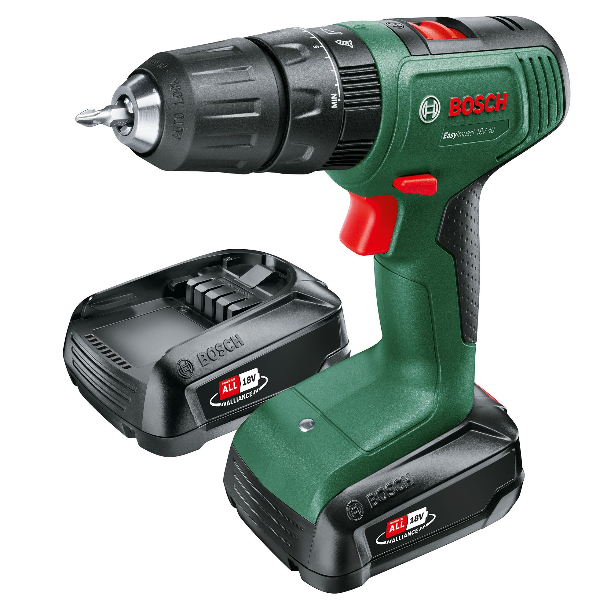 Bosch Power 4 all 18V 1.5Ah Li-ion Cordless Combi drill - 2 batteries  included | DIY at B\u0026Q