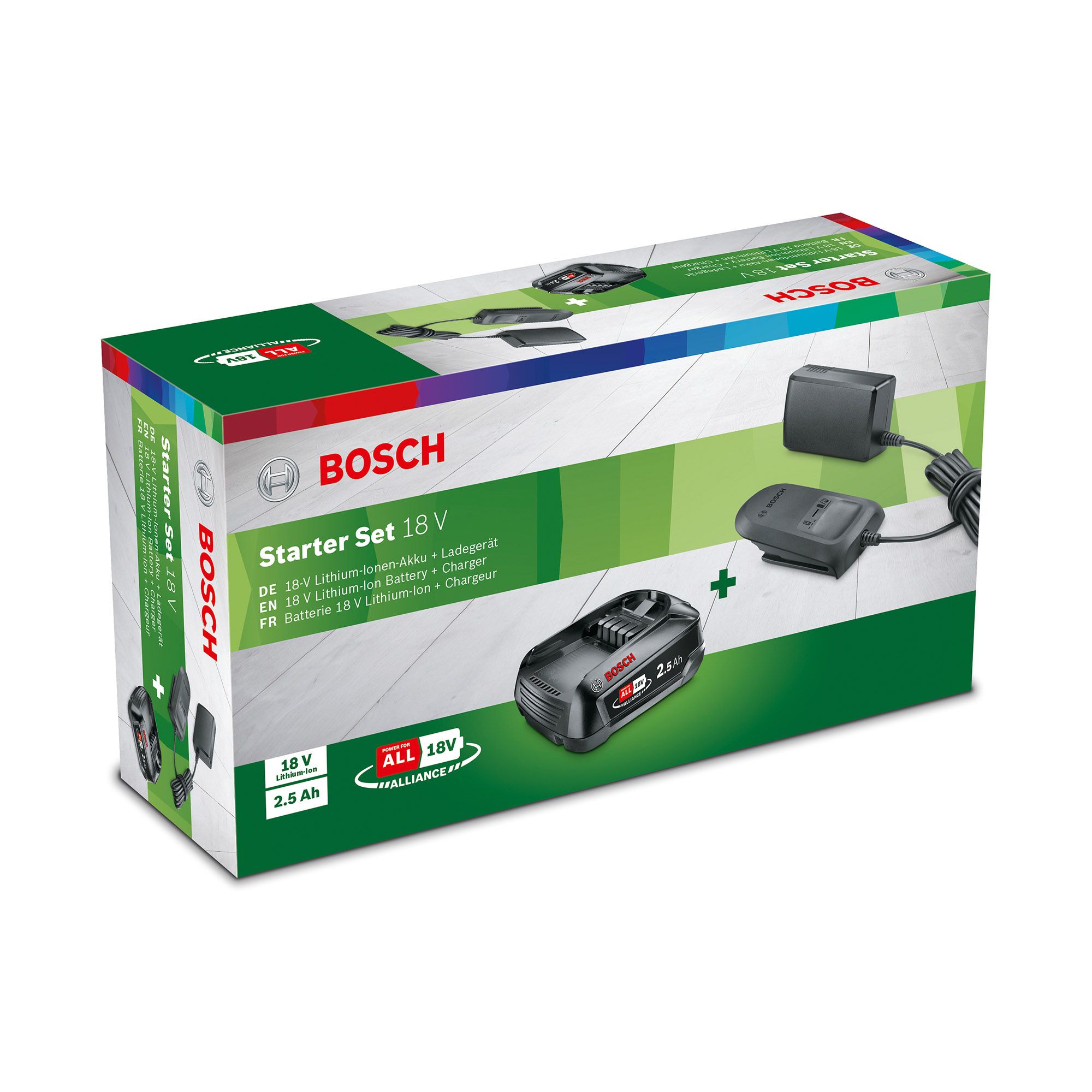 Bosch Power For All 18V 1 x 2.5Ah Li-ion Battery starter set with charger