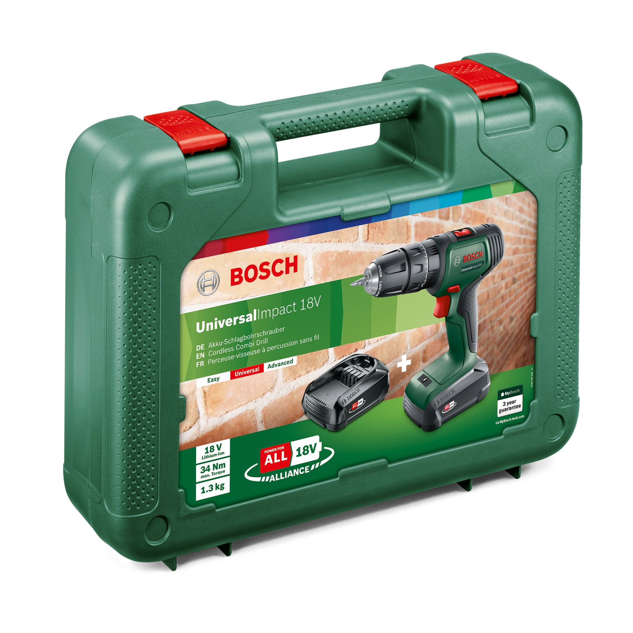 Bosch Power for ALL 18V Li-ion Brushed Cordless Combi drill (2 x 2Ah) - 0.603.9D4.172