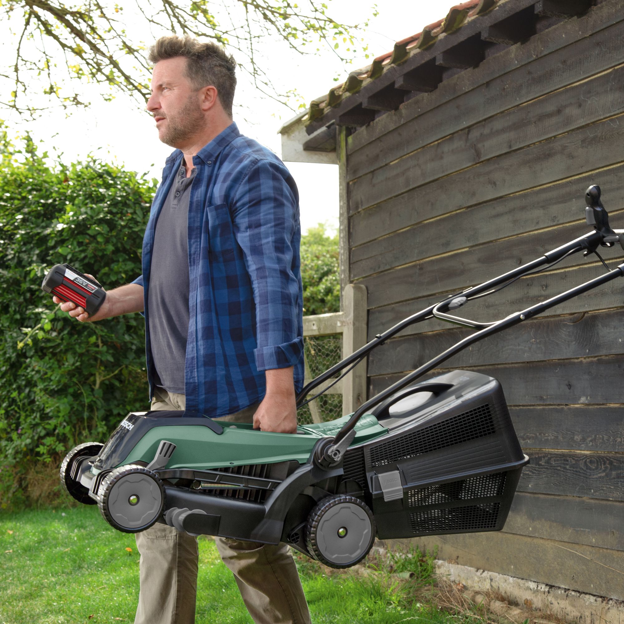 Bosch deals petrol lawnmower