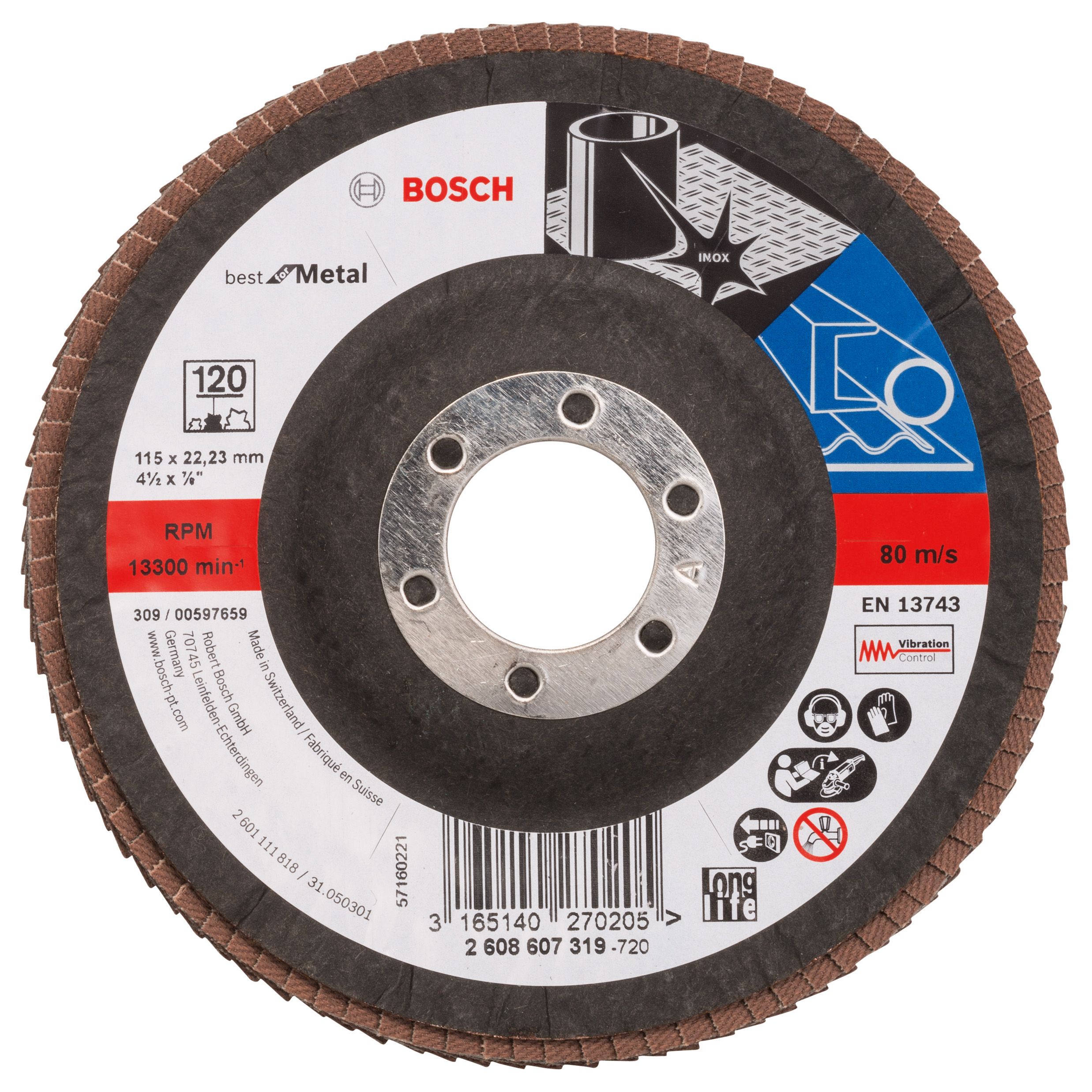 Bosch Professional 120 grit Flap disc (Dia)115mm