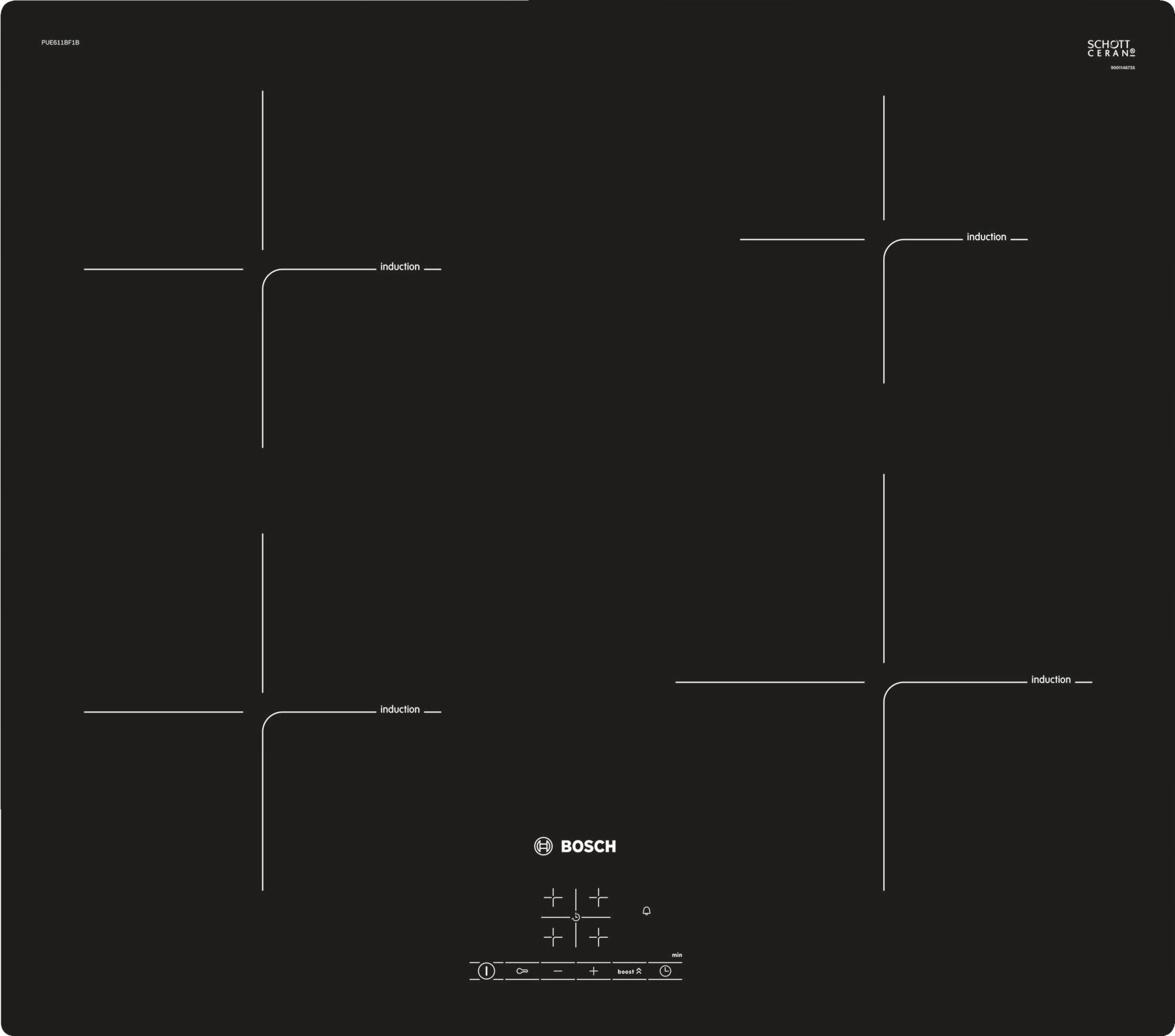 Bosch PUE611BF1B 52cm Induction Hob - Black