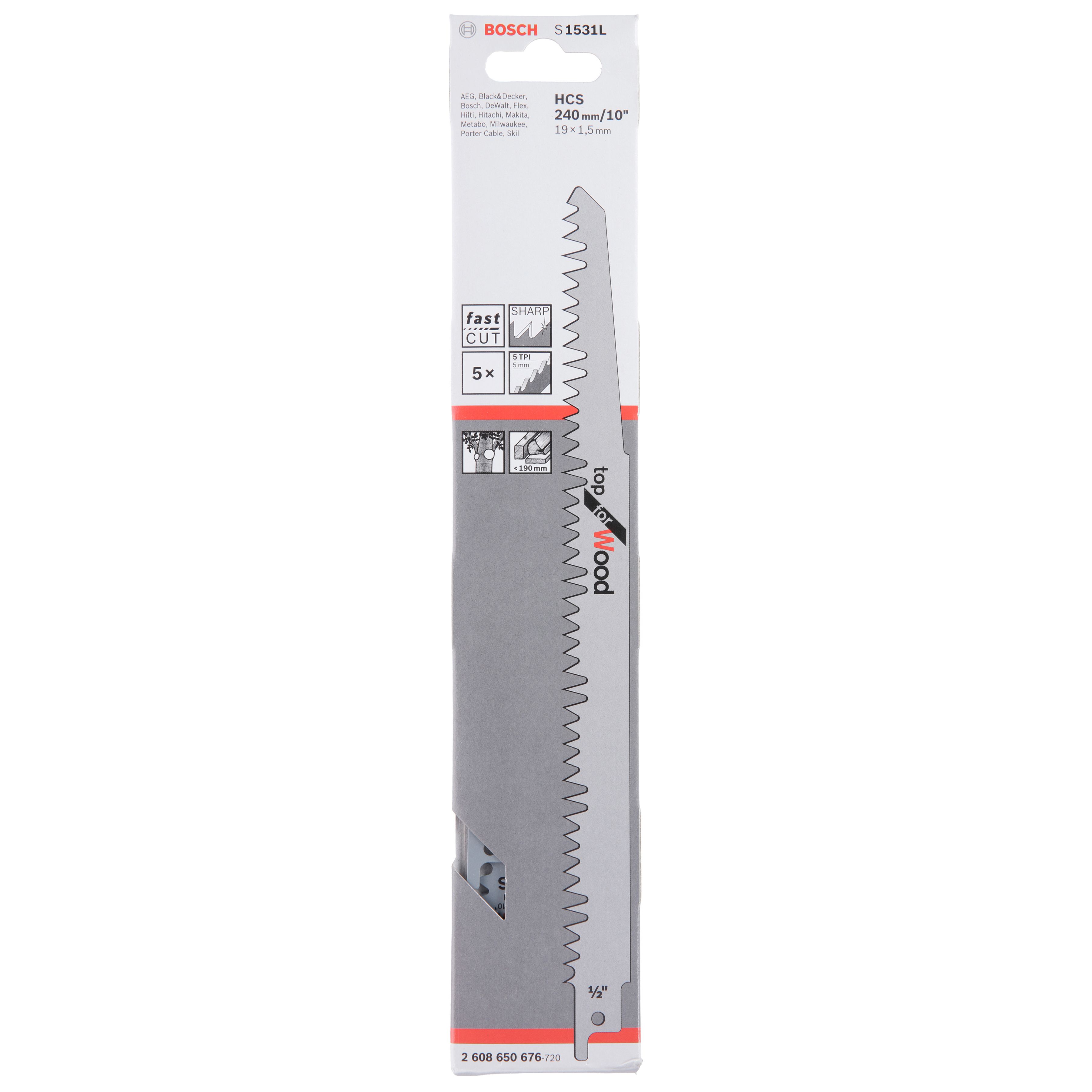 Bosch Reciprocating saw blade set (5 piece) - S1531L
