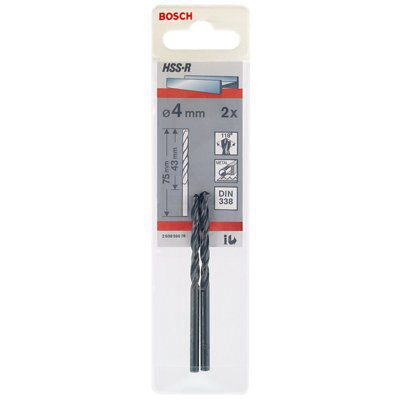 Bosch Round Twist Drill bit (Dia)4mm (L)75mm, Pack of 2