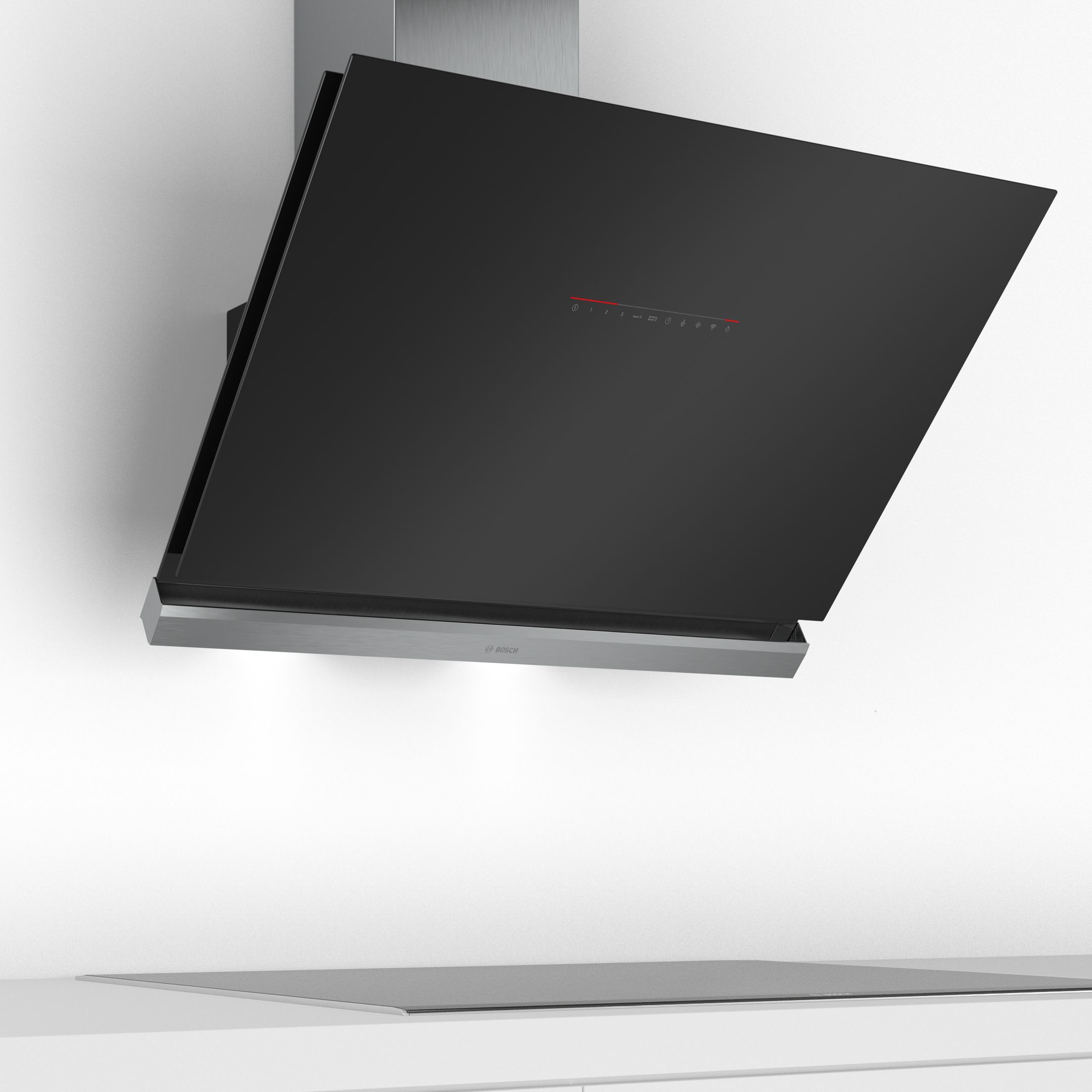 Bosch Serie 8 DWK98PR60B Black Stainless steel Angled Cooker hood, (W)89.4cm