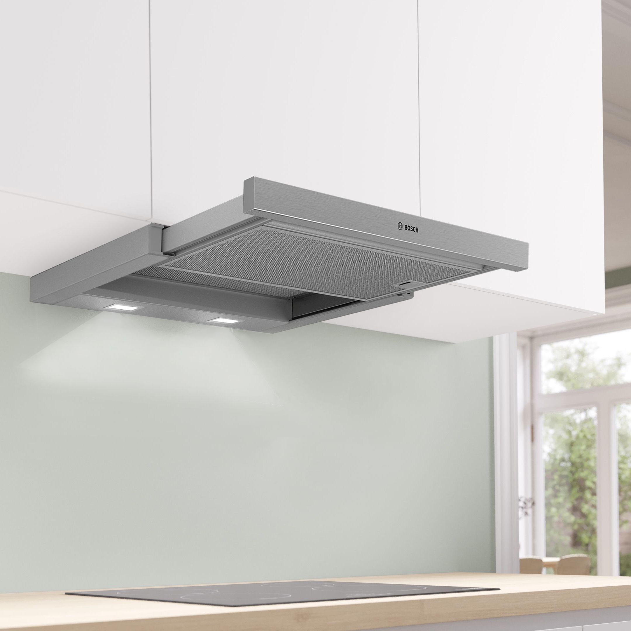 Bosch Series 2 DFM063W56B Metal plastic Telescopic Cooker hood W 59.8cm Silver effect