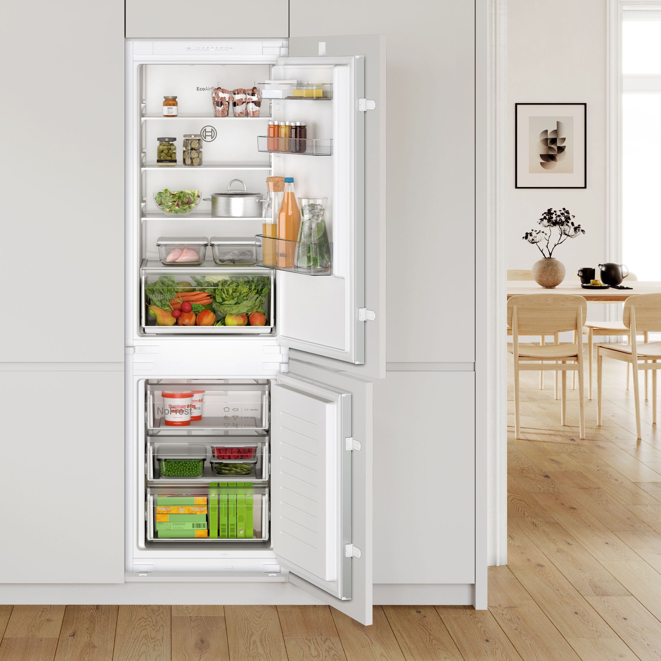 Bosch Series 2 KIN86NSE0G 60:40 Traditional Built-in Frost free Fridge freezer - White