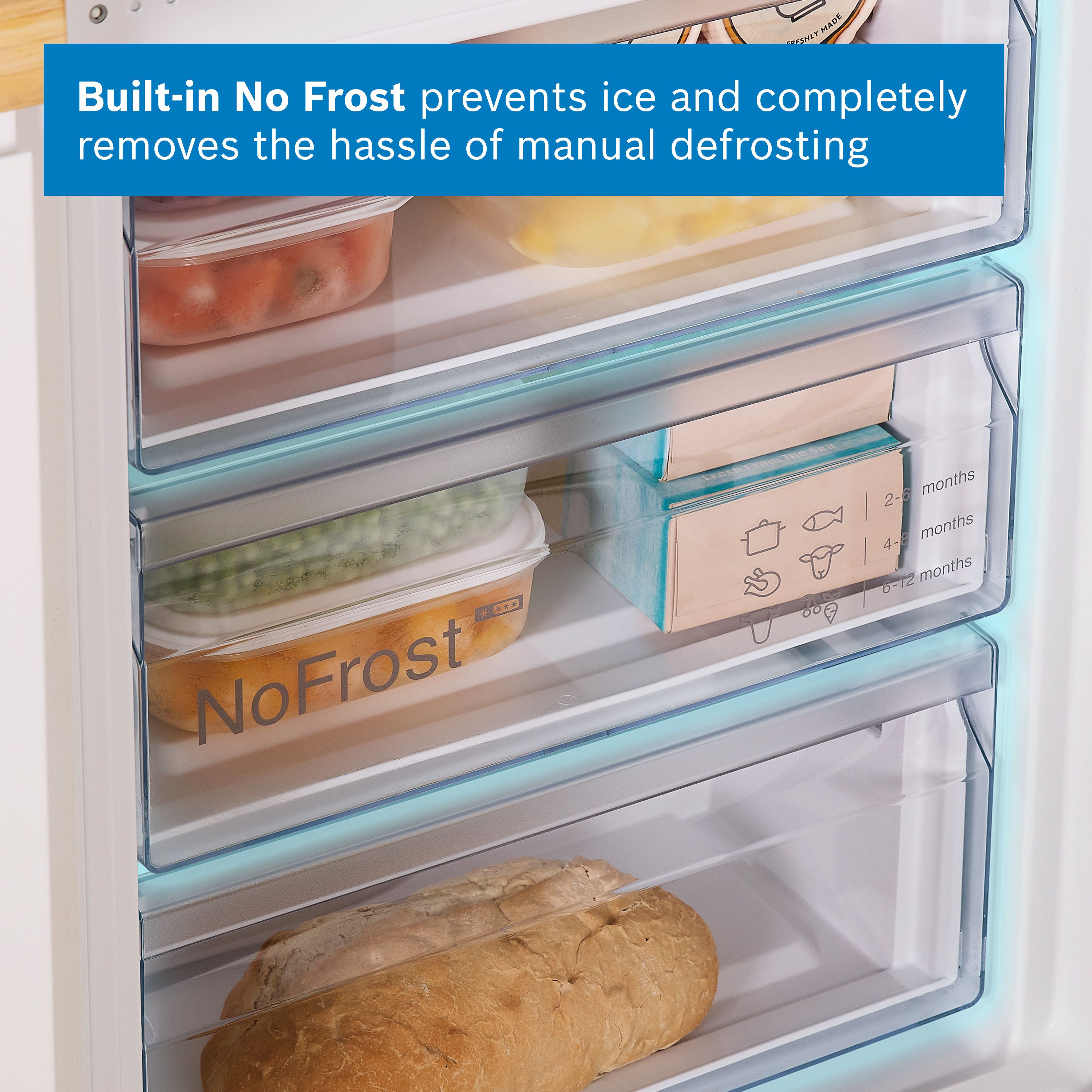 Bosch Series 4 KIN86VSE0G 60:40 Traditional Integrated Frost free Fridge freezer