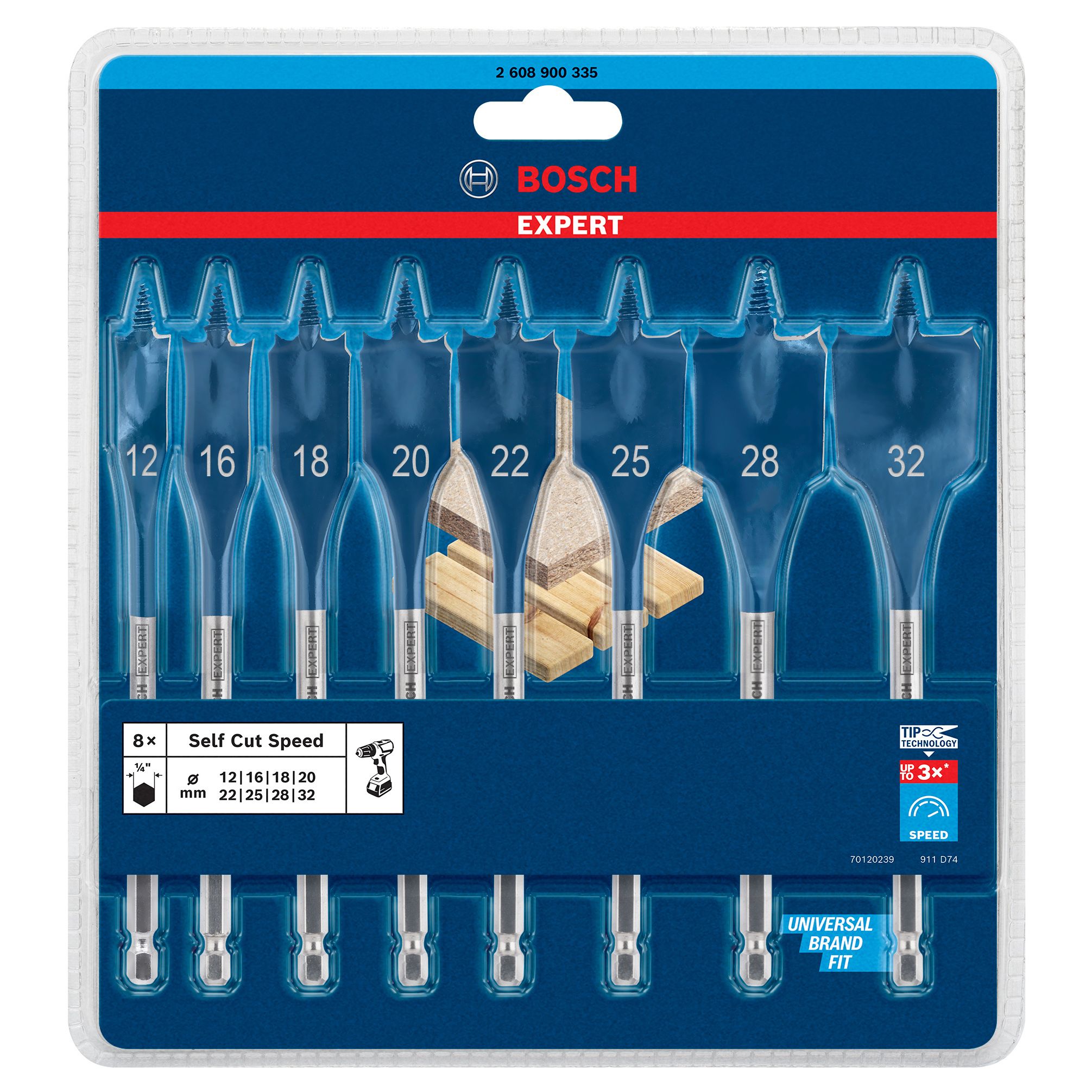 Bosch Wood 8 Piece Hex Flat Drill Bit Set | Diy At B&Q