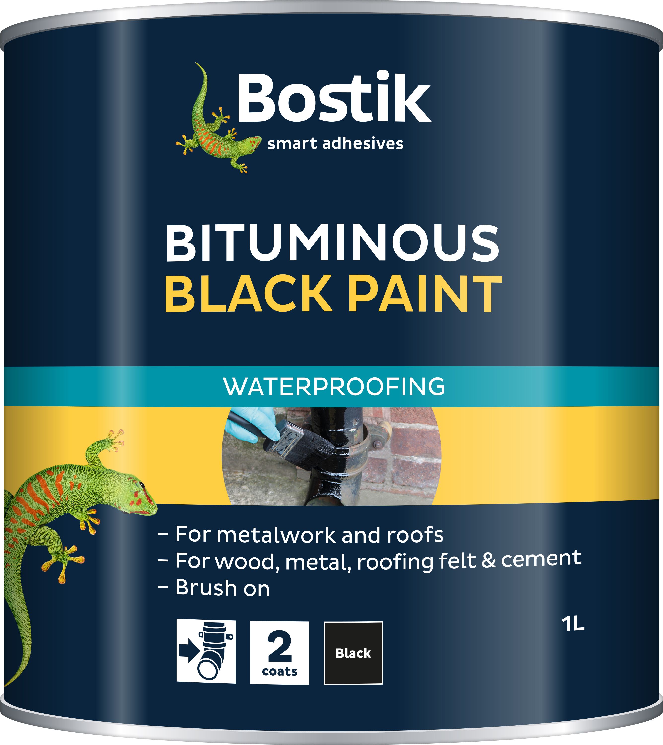 Bostik Black Multi-purpose waterproofer, 1L Tin