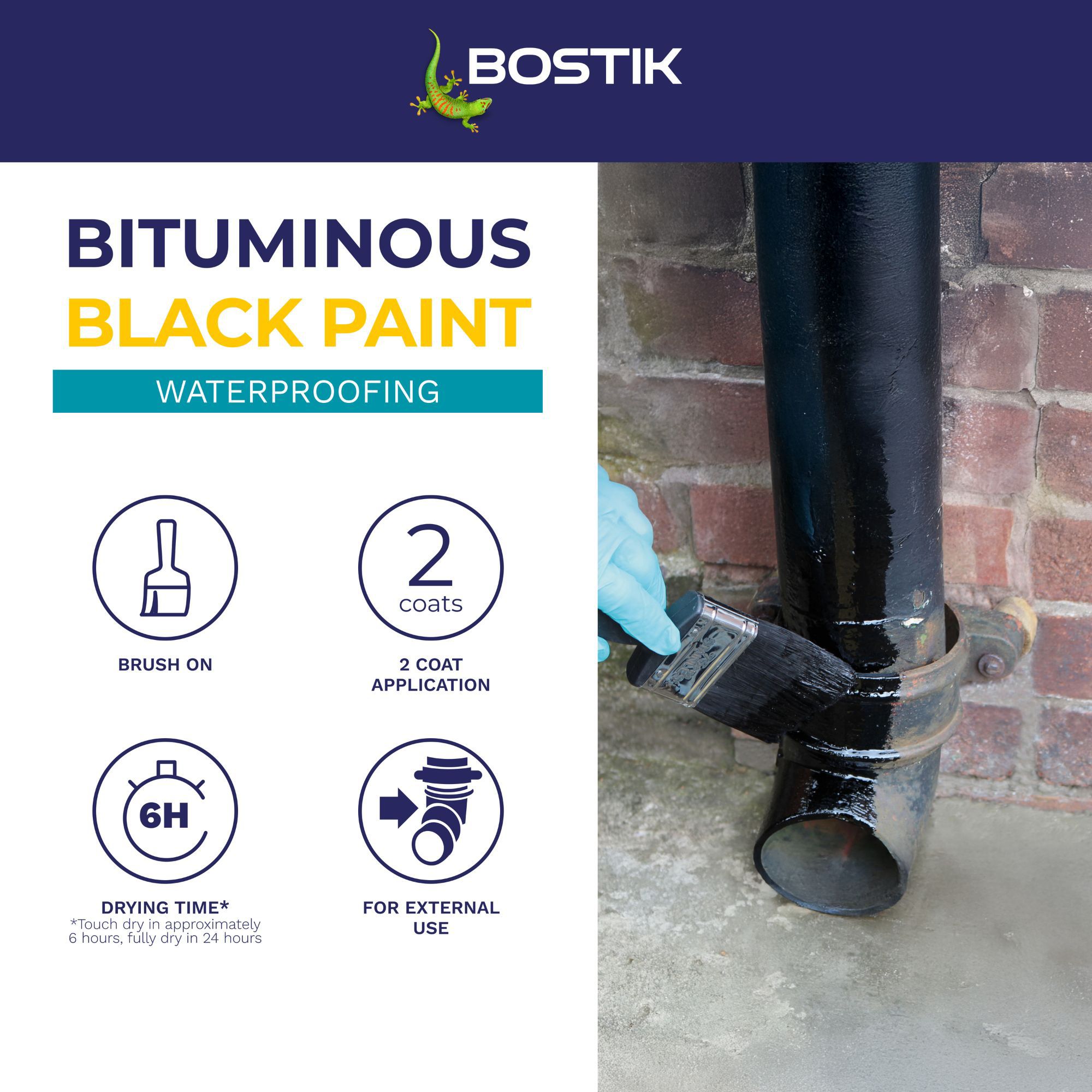 Bostik Black Waterproofer, 2.5L Can
