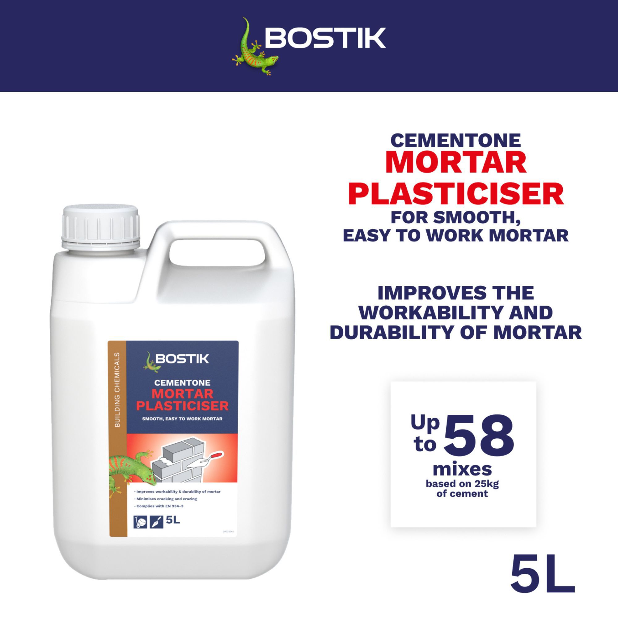 Bostik Smart adhesives Dark brown Mortar plasticiser, 5L Jerry can