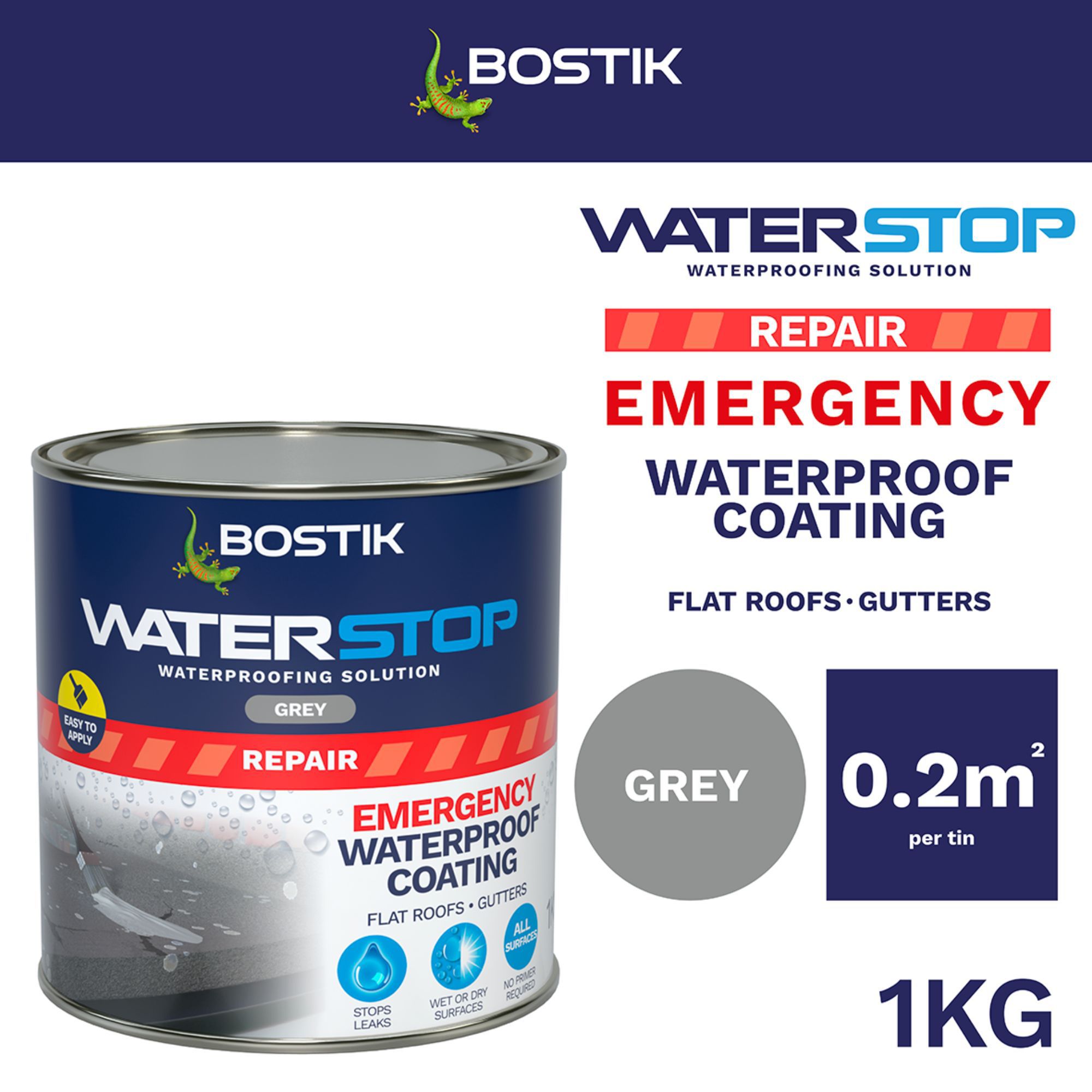 Bostik Waterstop Emergency Grey Waterproofer, Tin