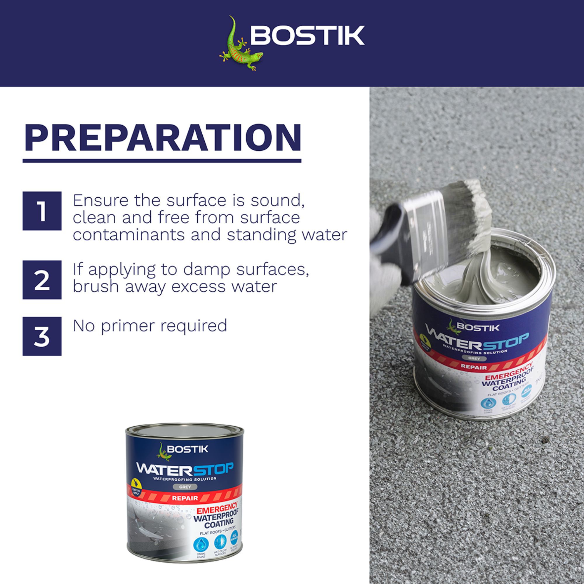 Bostik Waterstop Emergency Grey Waterproofer, Tin