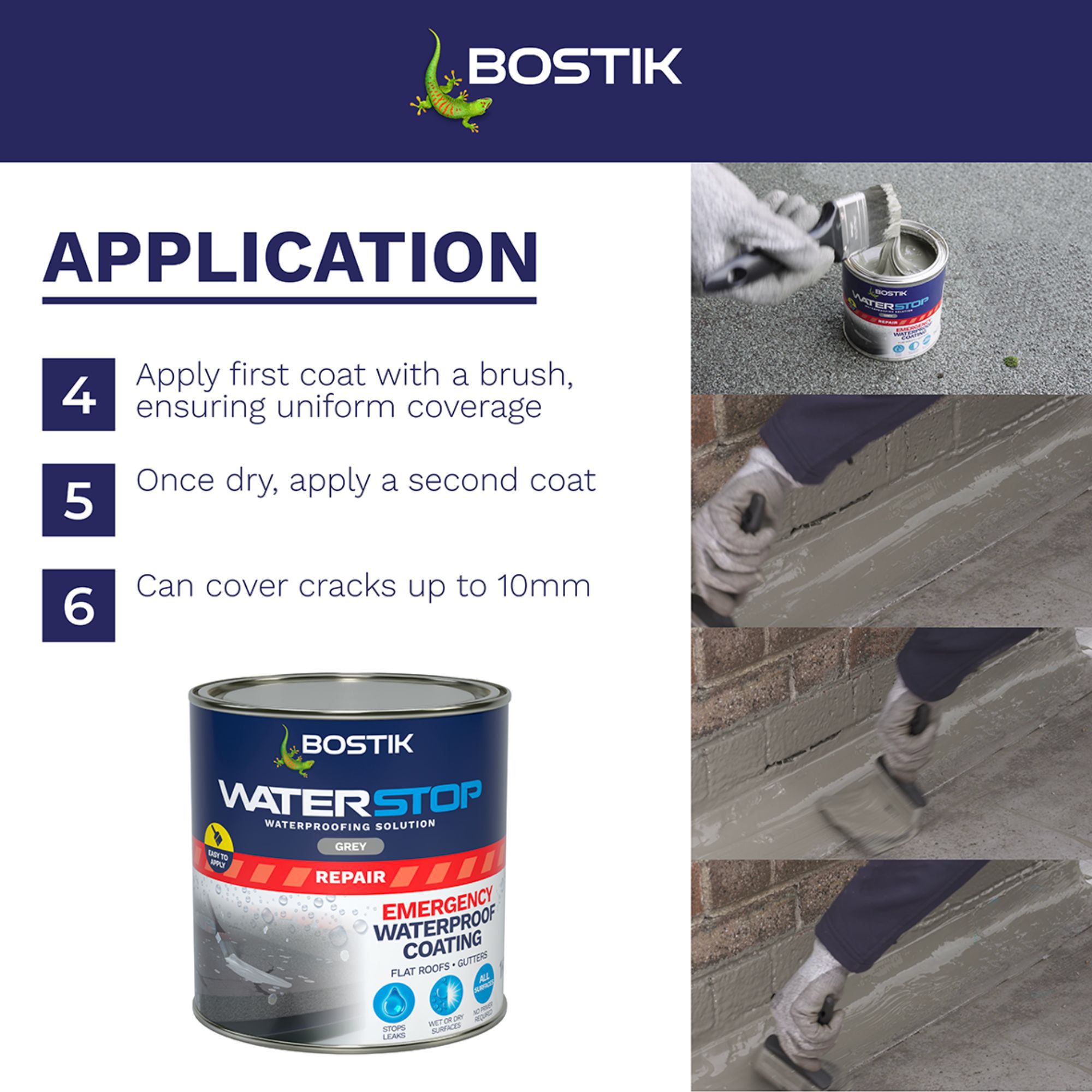 Bostik Waterstop Emergency Grey Waterproofer, Tin