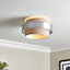 Boston Brushed Fabric & metal Natural Chrome effect LED Ceiling light