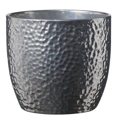 Boston Brushed Silver effect Ceramic Plant pot (Dia)19cm