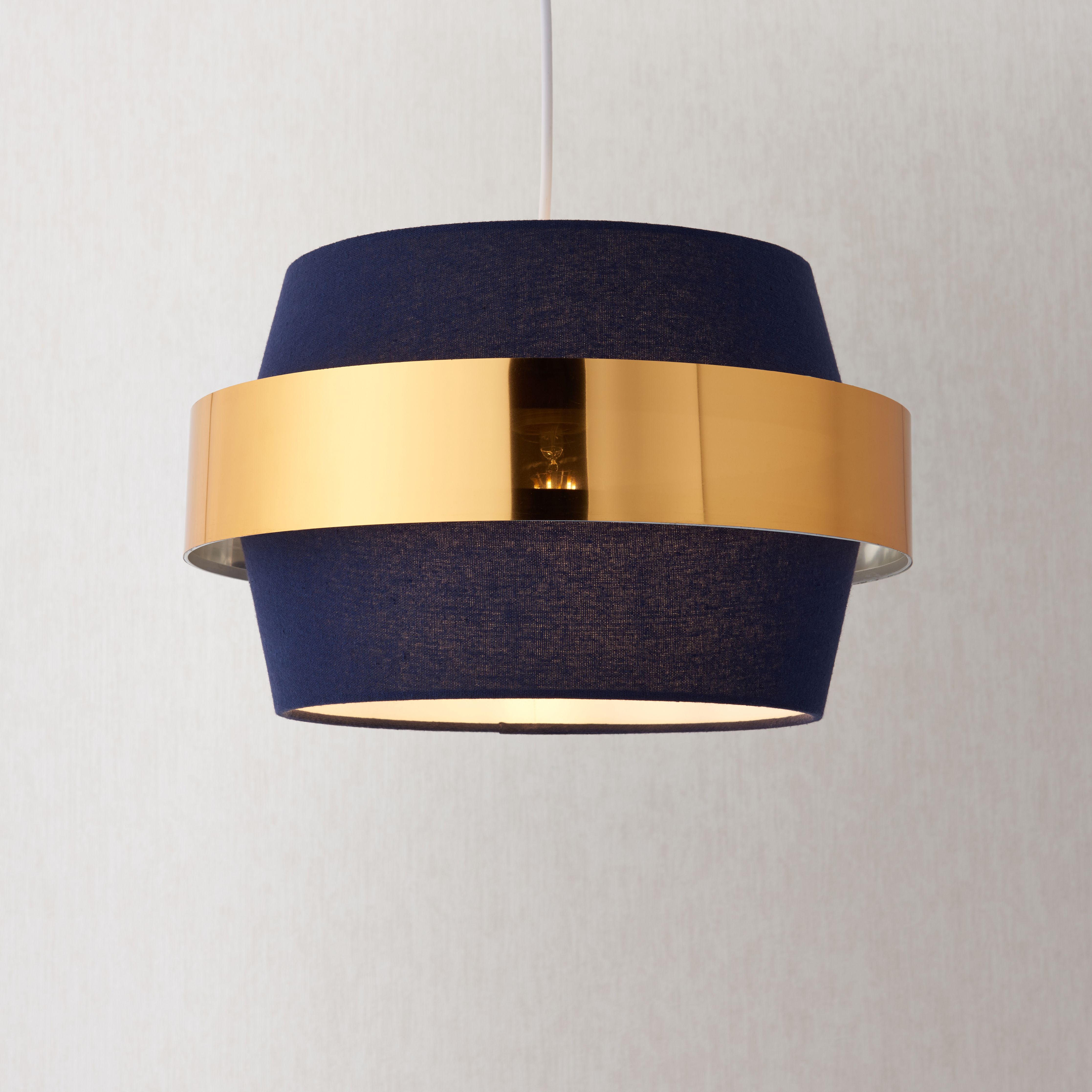 Navy and store gold lamp shade