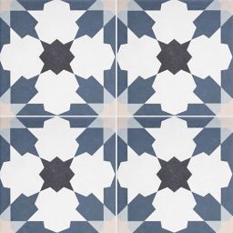 Bouquet Blue & white Matt Patterned Porcelain Wall & floor Tile Sample