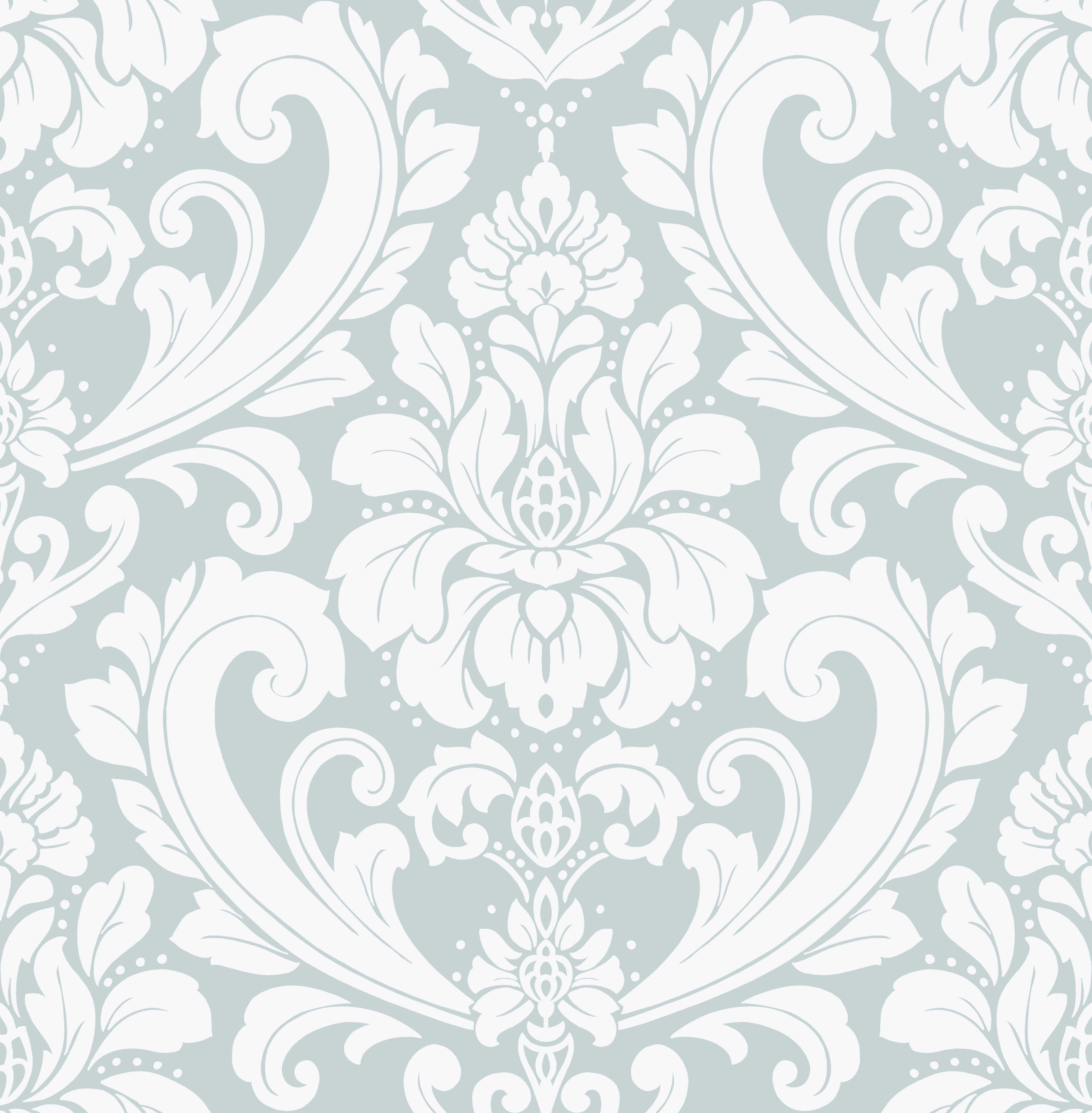 Boutique Adelina Duck egg Metallic effect Damask Embossed Wallpaper Sample