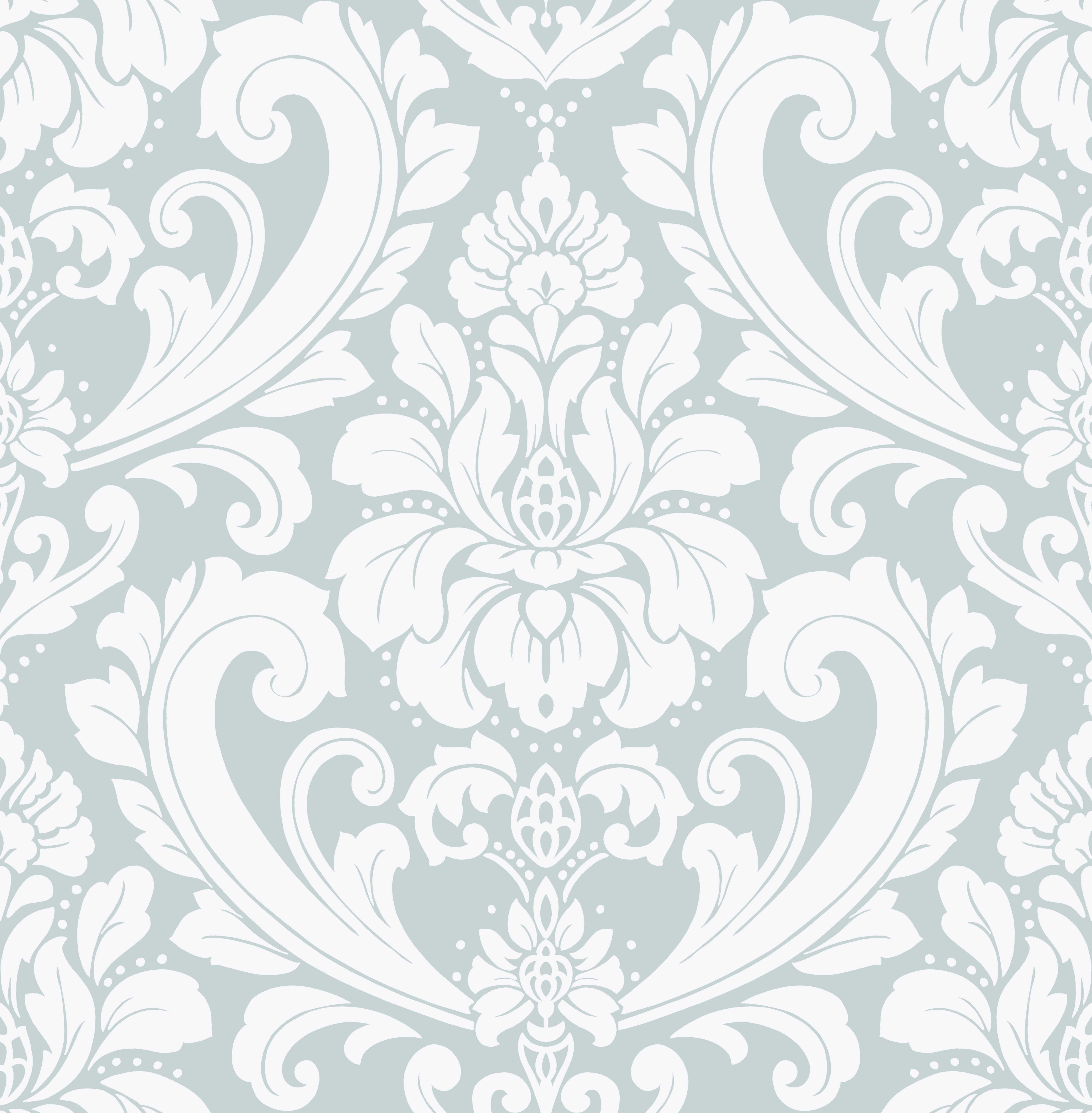 Boutique Adelina Duck egg Metallic effect Damask Embossed Wallpaper Sample